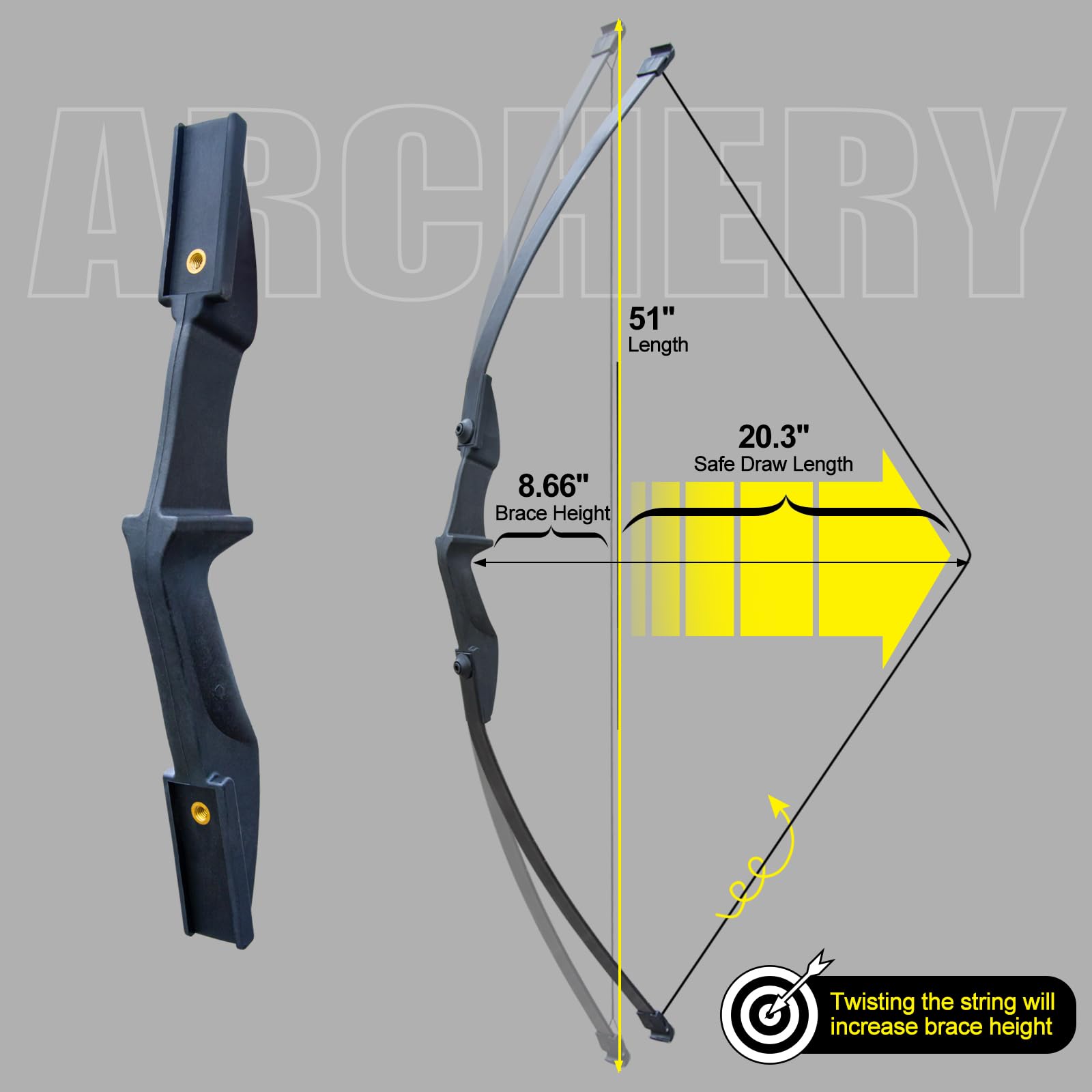 Ensemble de tir à l'arc D&Q 30 LB 40 LB Droit Durable pour Débutant Adulte Plein air
