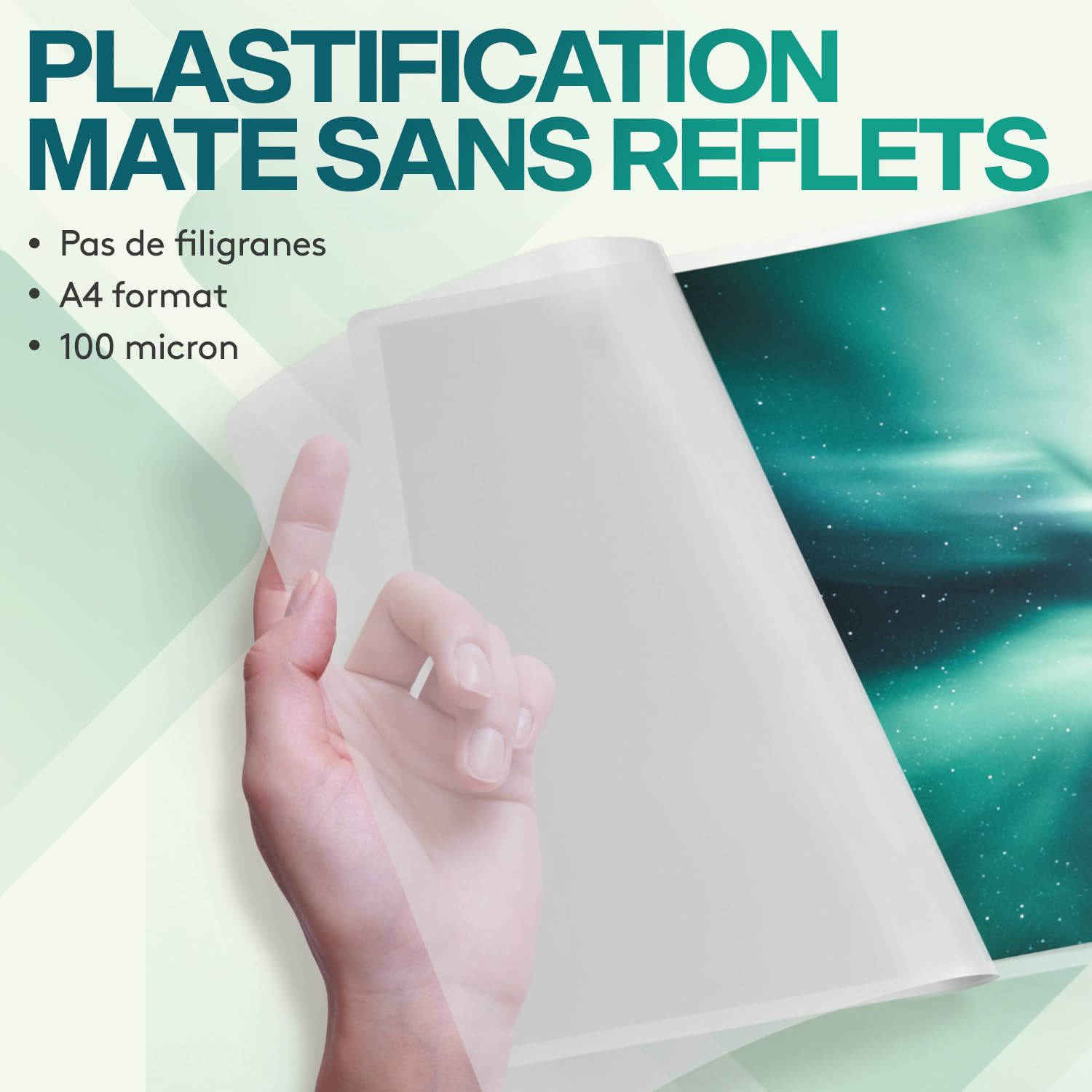ACROPAQ Pochettes de plastification A4 mat 100 micron Anti-reflets Coins arrondis - Pack de 100
