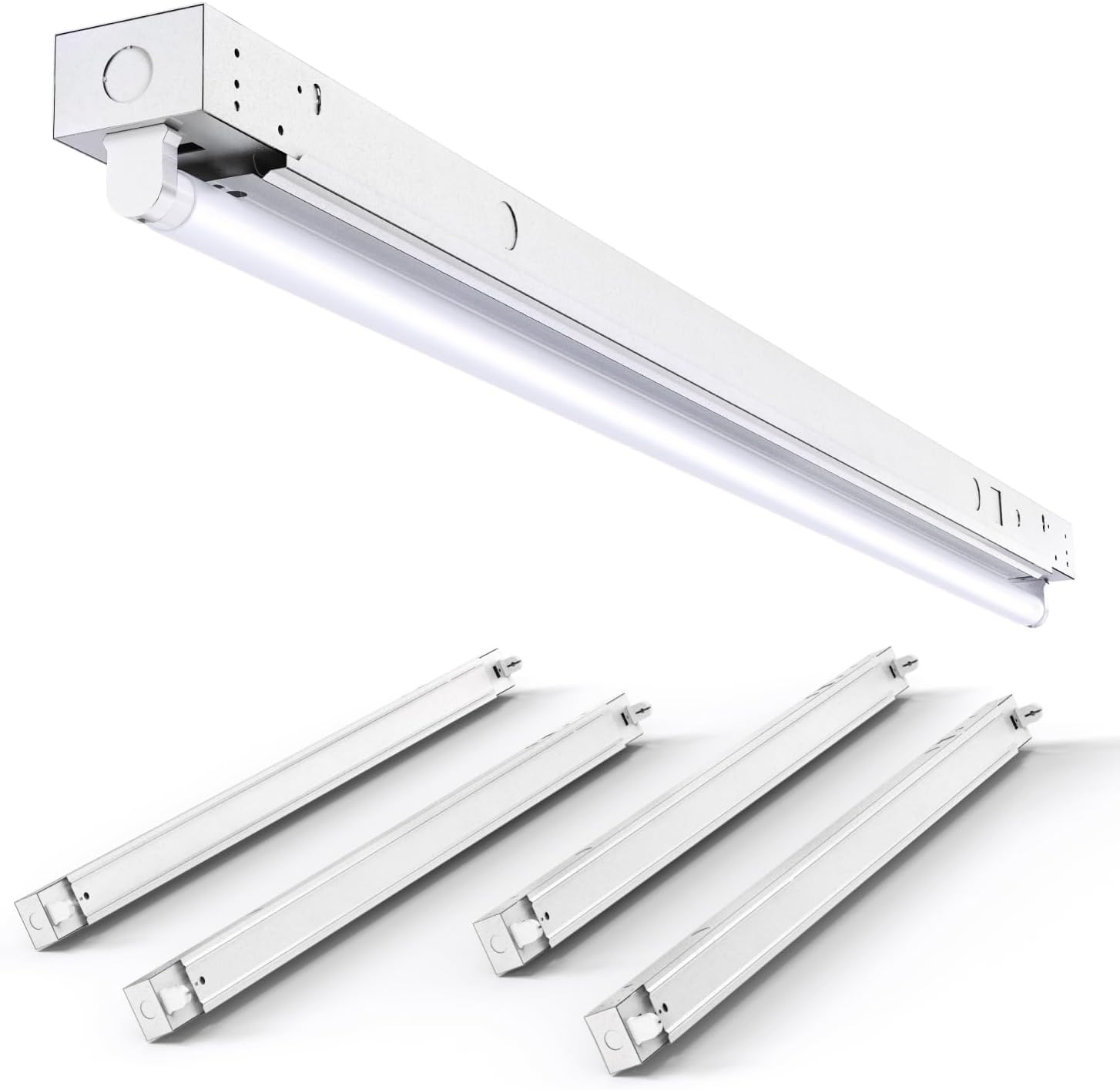 Sunco 4FT LED Strip Light, Workshop Garage Ceiling Lights, Holds 1 Tube Light, Non-Dimmable, Works with Type B Or Hybrid Tubes, Easy Installation, Tombstones Included, Indoor Use, UL 4 Pack.