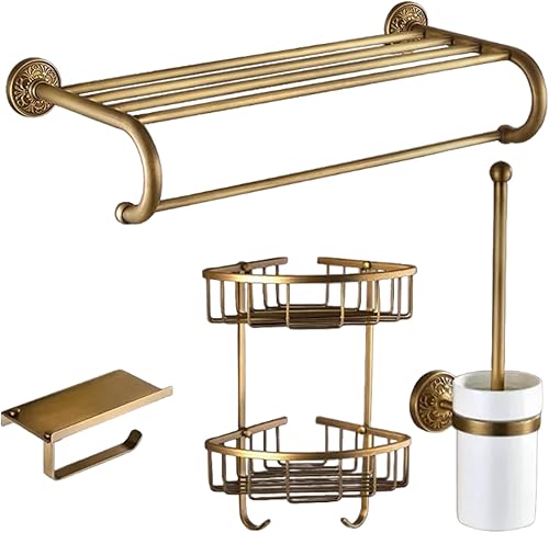 High-End Retro Copper Bathroom Hardware Set  American and European Style Towel Rack Combination Various Designs Available,Set 4a