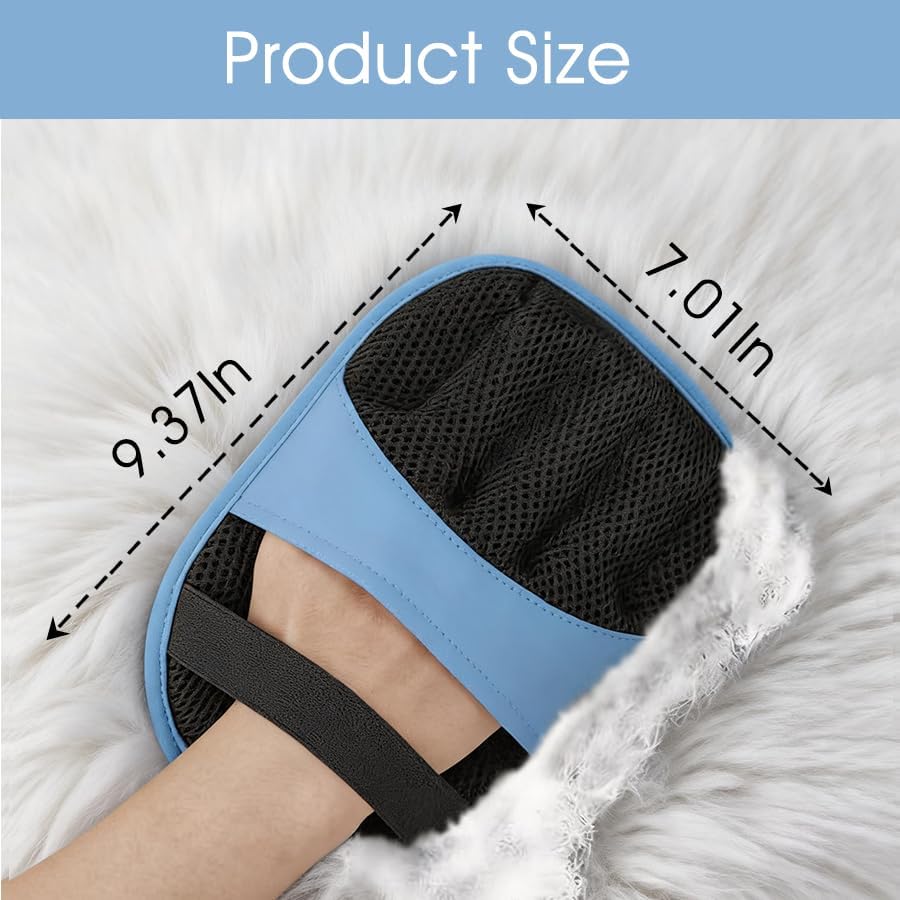 Pet Hair Removal Gloves, Electrostatic Pet Hair Remover Gloves Dog&Cat 2pcs | Reusable Magic Dog & Cat Hair Remover Mitts, Pet Fur Remover for Couch, Carpet & Furniture (2 Pack, Blue)