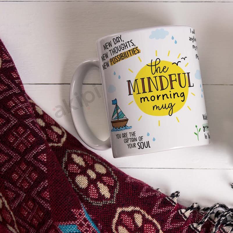 Image of The Mindful Morning Mug - Inspirational Ceramic Mug 11oz Designer Coffee /Tea Cup ARM574