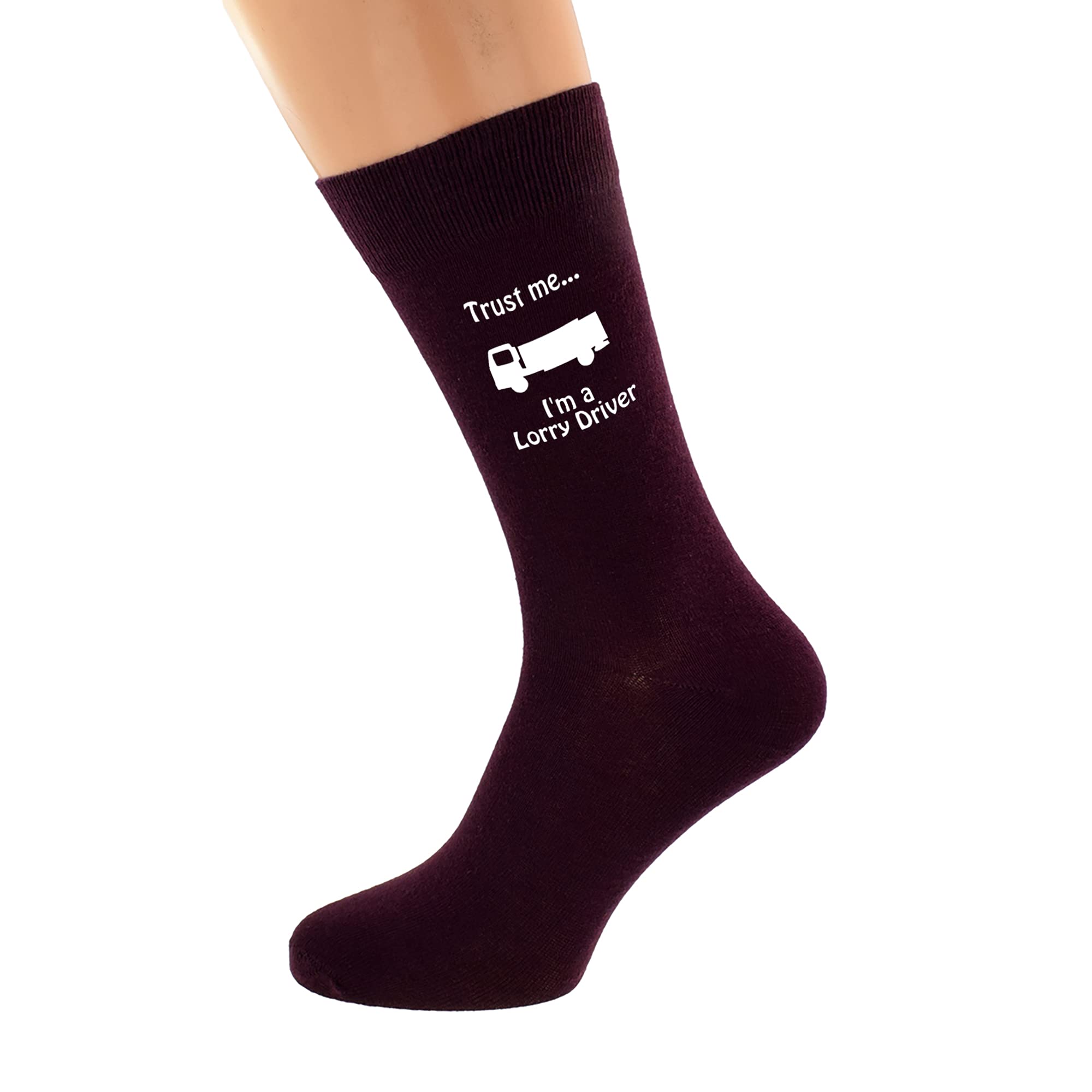 Trust me I'm a Lorry Design Burgundy Adult Socks UK 5-12
