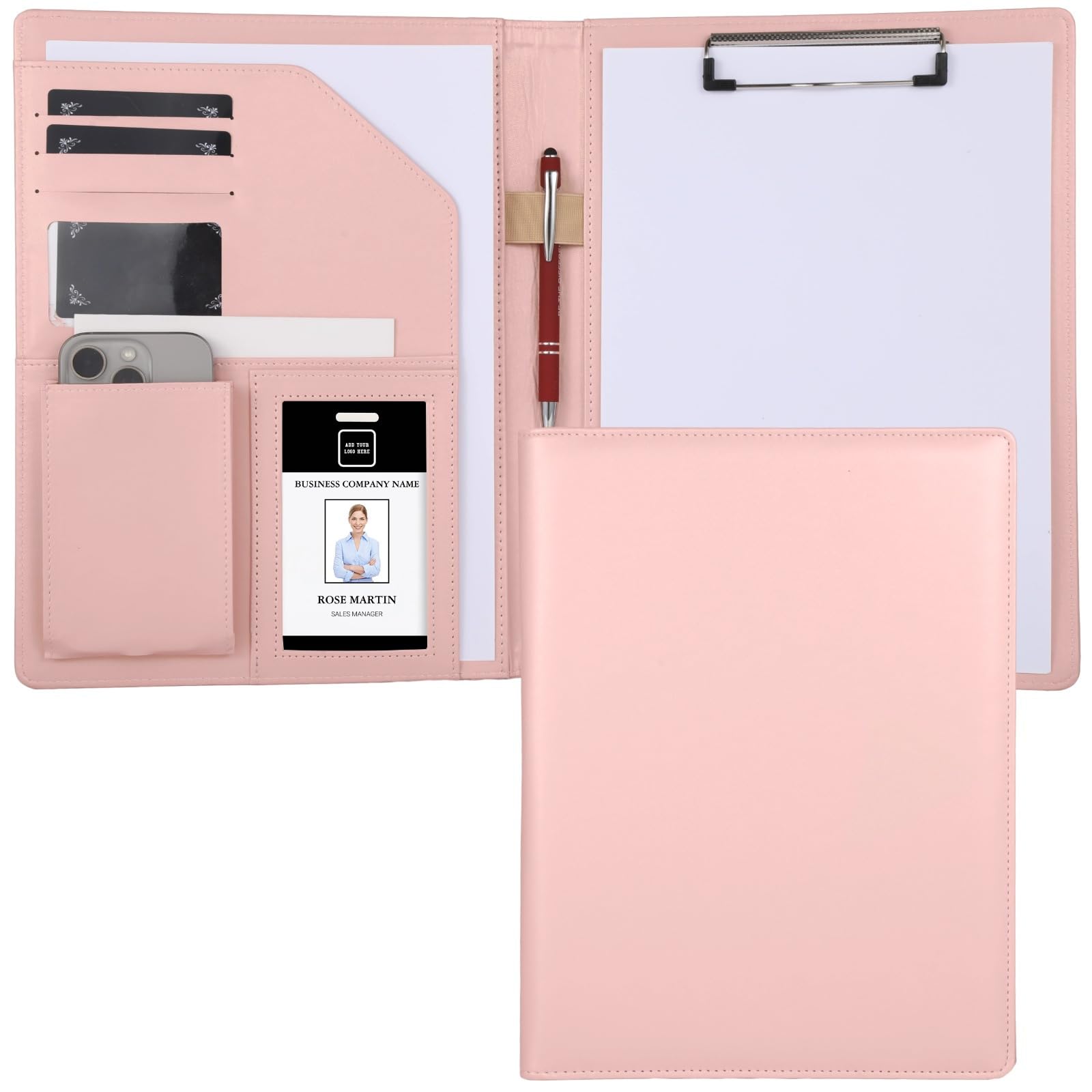 2 szt. Padfolio ze skóry PU, segregator w formacie A4 z schowkiem, profesjonalne teczka do pisania, organizer na spotkania biznesowe, etui na dokumenty dla kobiet, 2 szt