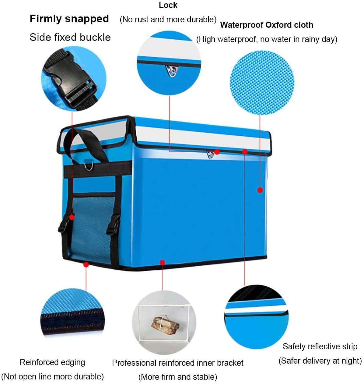 Bolsa más fresca para llevar comida para pizza, Bolsa Térmica Gran Capacidad para Multiuso, caja de entrega de coche impermeable espesa, mochila de aislamiento portátil ( Color : Blue , Size : 30L )