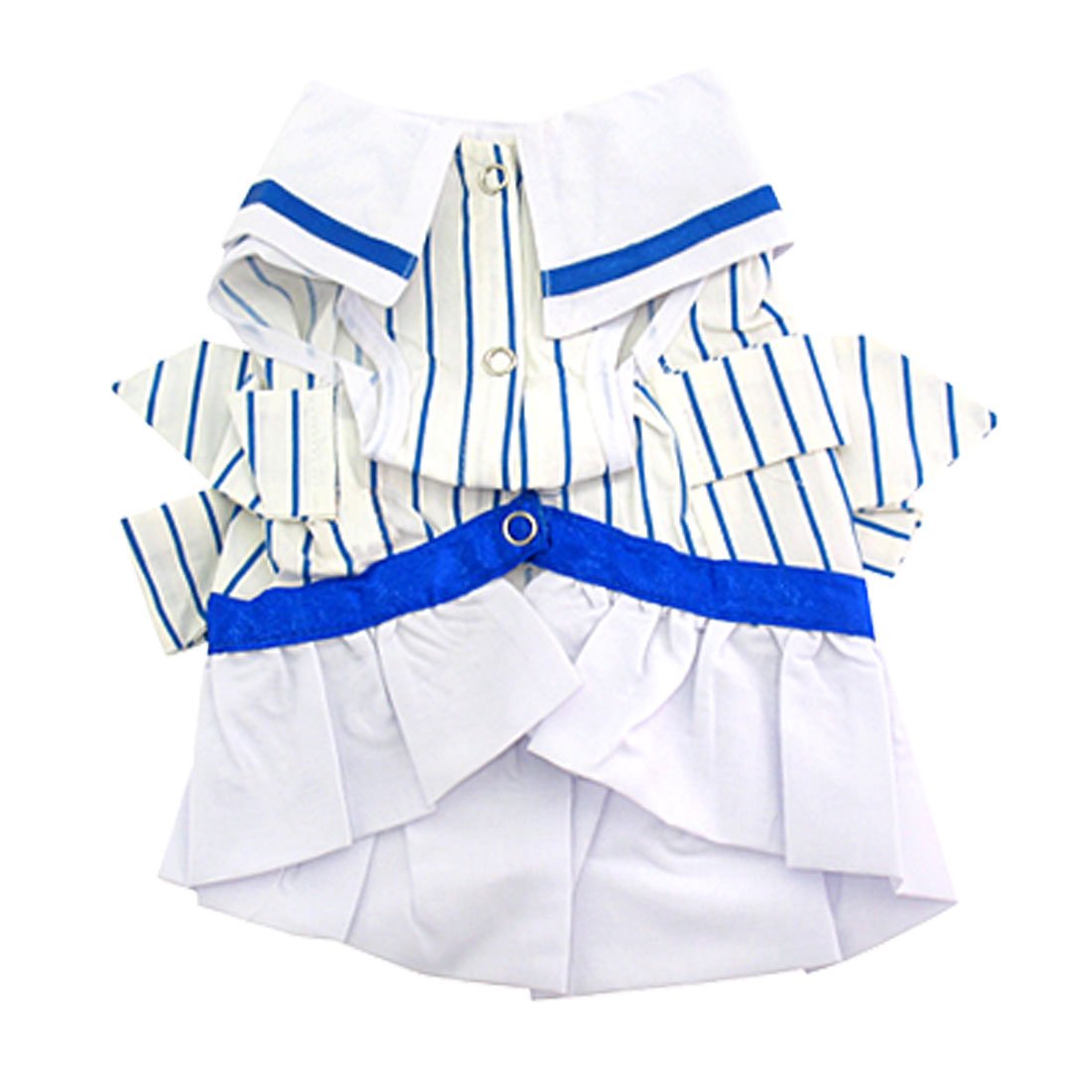 Ruilogod Blue White Straip Pet Puppy Dog Clothes Skirts Shirts Dress Apparel Size 7