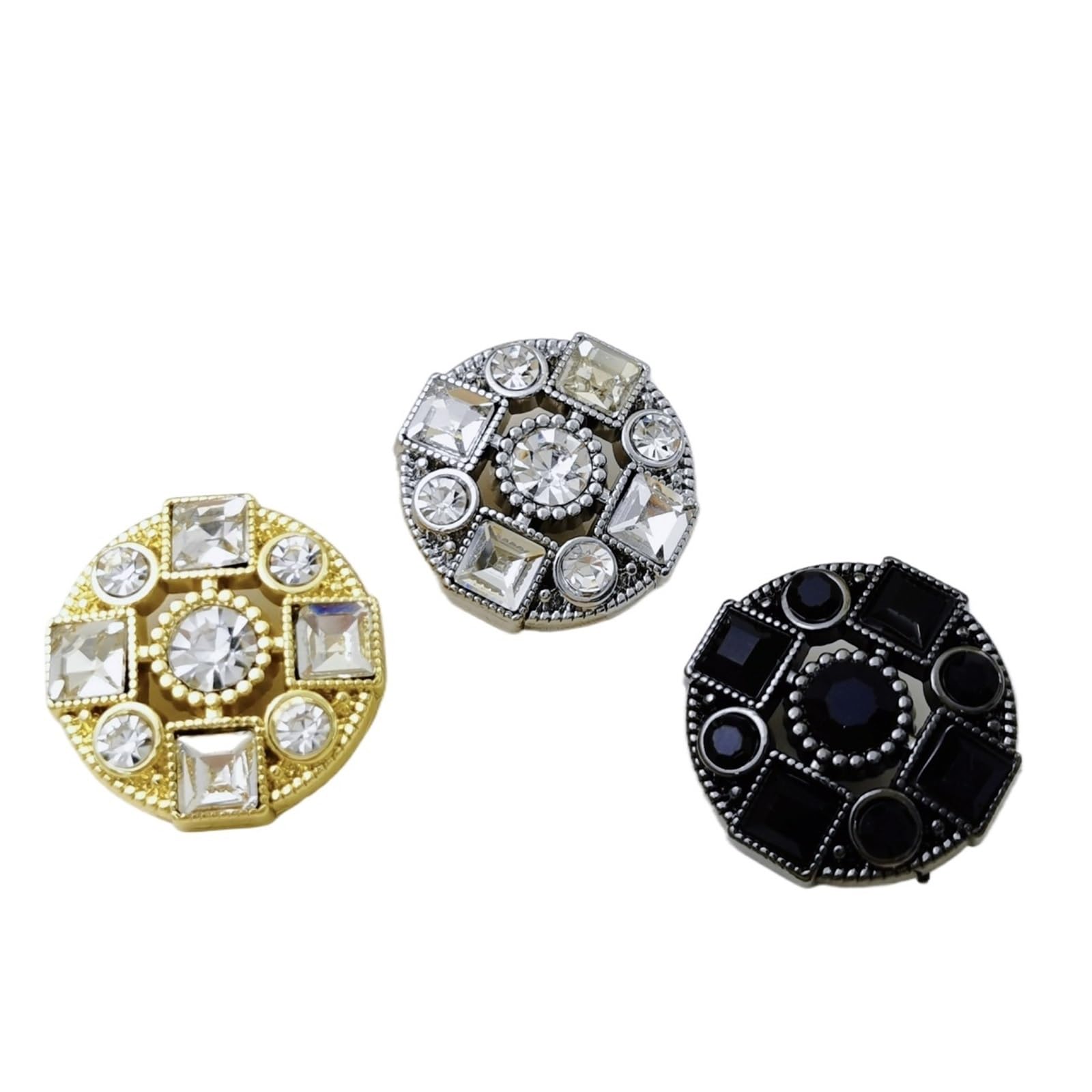6 bottoni in metallo con strass for maglione giacca