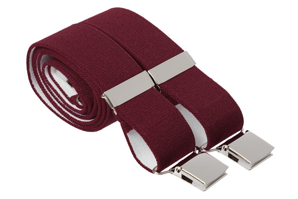 Gs Braces Men's Maroon 4XL 60 Inch Heavy Duty Trouser Braces Strong Clip On 35Mm Wide Suspenders (Xxxxl (60 Inches Long), )