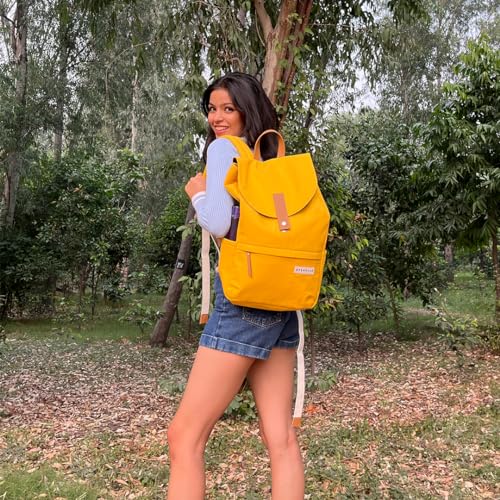 Image of Svenklas Hagen Backpack - 20 L Organic Cotton Italian Leather 16 inch Inch Laptop Bag For Men and Women