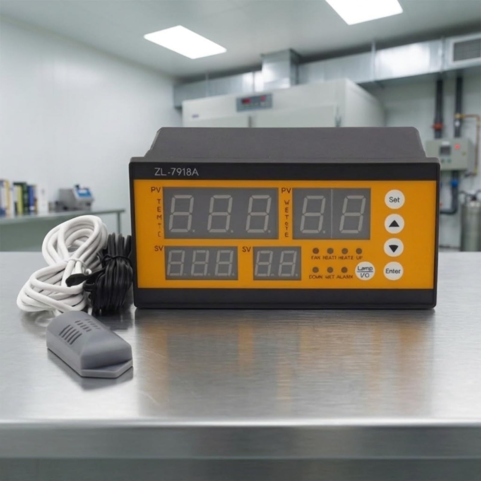 Qianly Regolatore di Temperatura e Umidità Automatico Termostato Igrostato Digitale Elettronico Termostato con Sonda per Allevatori, ZL-7918A