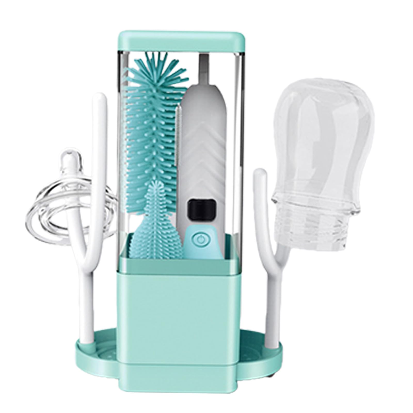 Efficiente set per la pulizia dei biberon con sterilizzatore elettrico a spazzola e stendibiancheria per biberon per la cura dei neonati