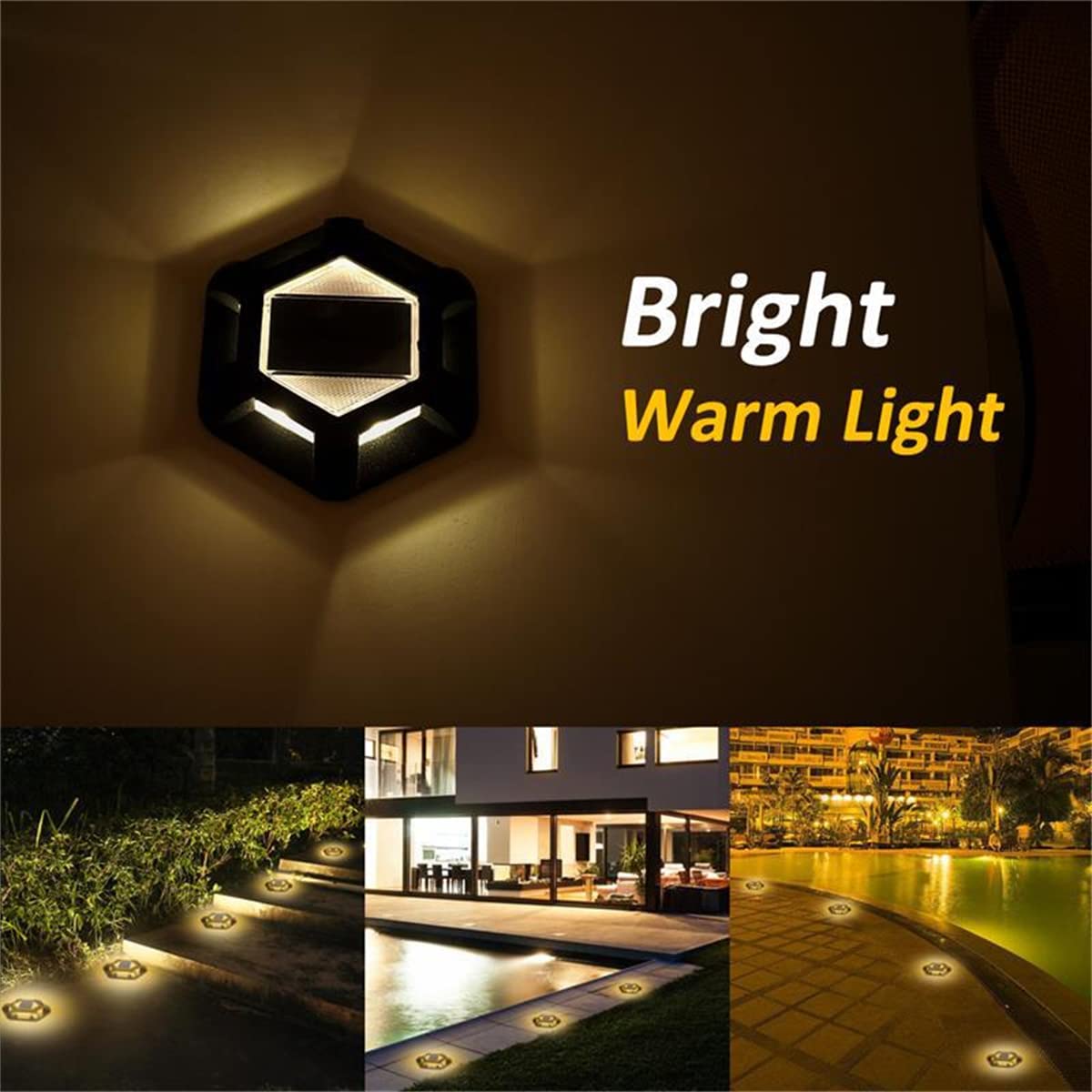 Lampes solaires de Jardin extérieur Lampes de Sol solaires Lumière LED Lampes de terrasse solaires à énergie Solaire étanche pour allée allée Step Dock