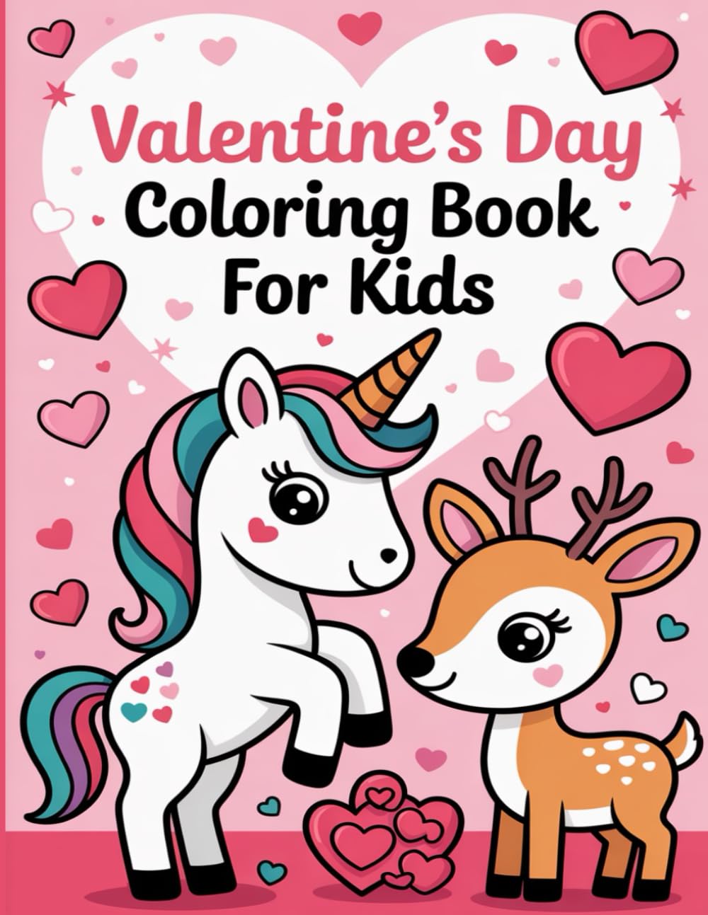 Valentine's Day Coloring Book For Kids: 38 Cute and Fun Love Filled Images Cute Animals and Hearts