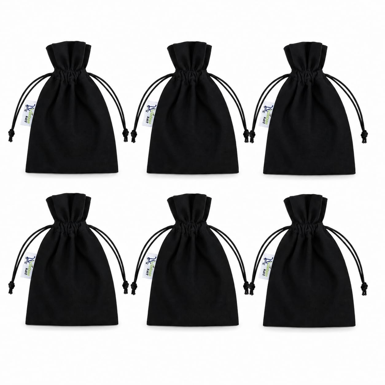 Vantagekart Black Canvas Drawstring Potli Bags for Return Gifts, Art and Embroidery, Set of 6-image-13