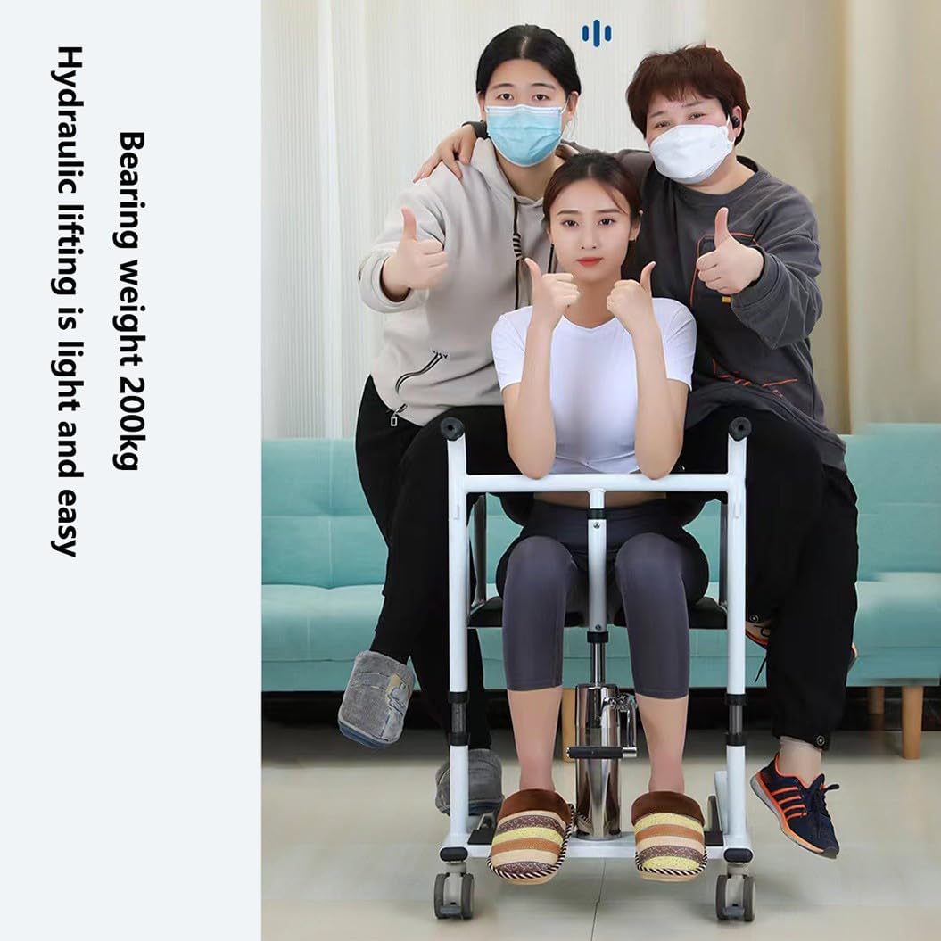 Elevador de pacientes hidráulico,Silla de ruedas elevadora de pacientes,Silla de ruedas portátil de transferencia de pacientes para el hogar,con Asiento Dividido 180° A