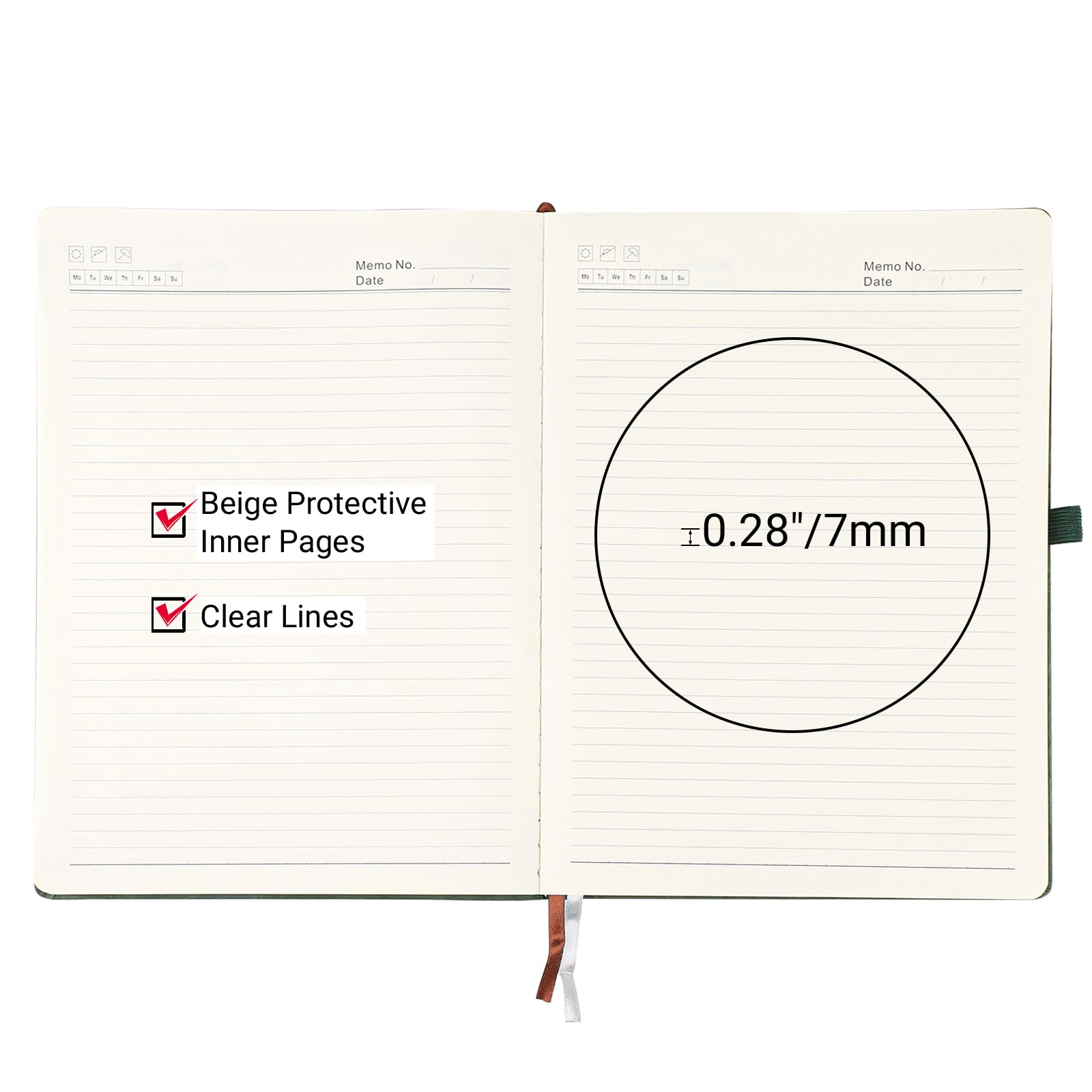Carnet de Notes A4 Lignées - 360 Pages Journal Cuir Vegan 21.6x28.5cm - Ligné Papier Épais 100g/m², Couverture Rigide, Élastique et Poche Intérieure