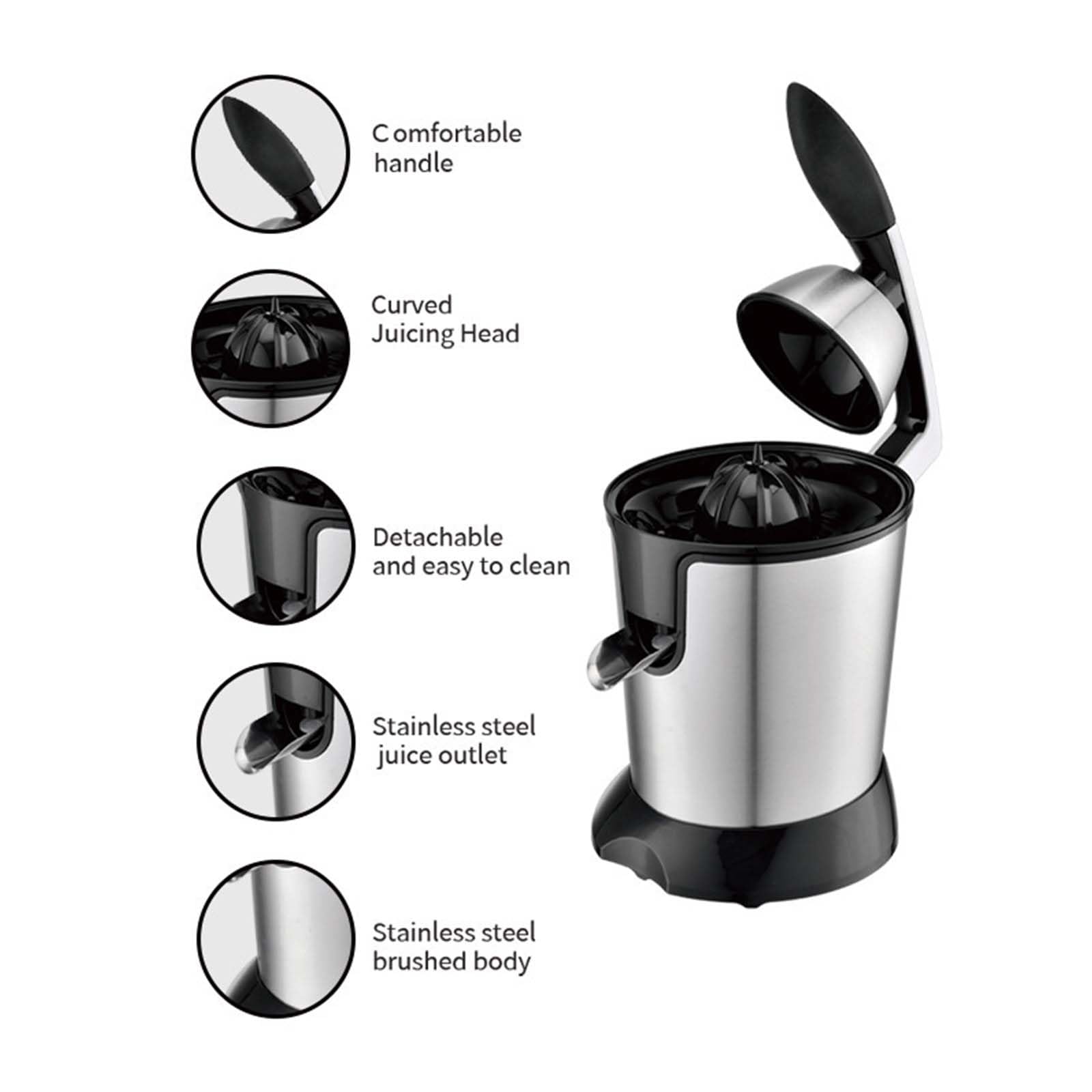 Spremitore per canna da zucchero, spremiagrumi elettrico per agrumi, spremiagrumi a masticazione automatica per frutta, spremiagrumi portatile in acciaio inossidabile per lime, pompelmo e li