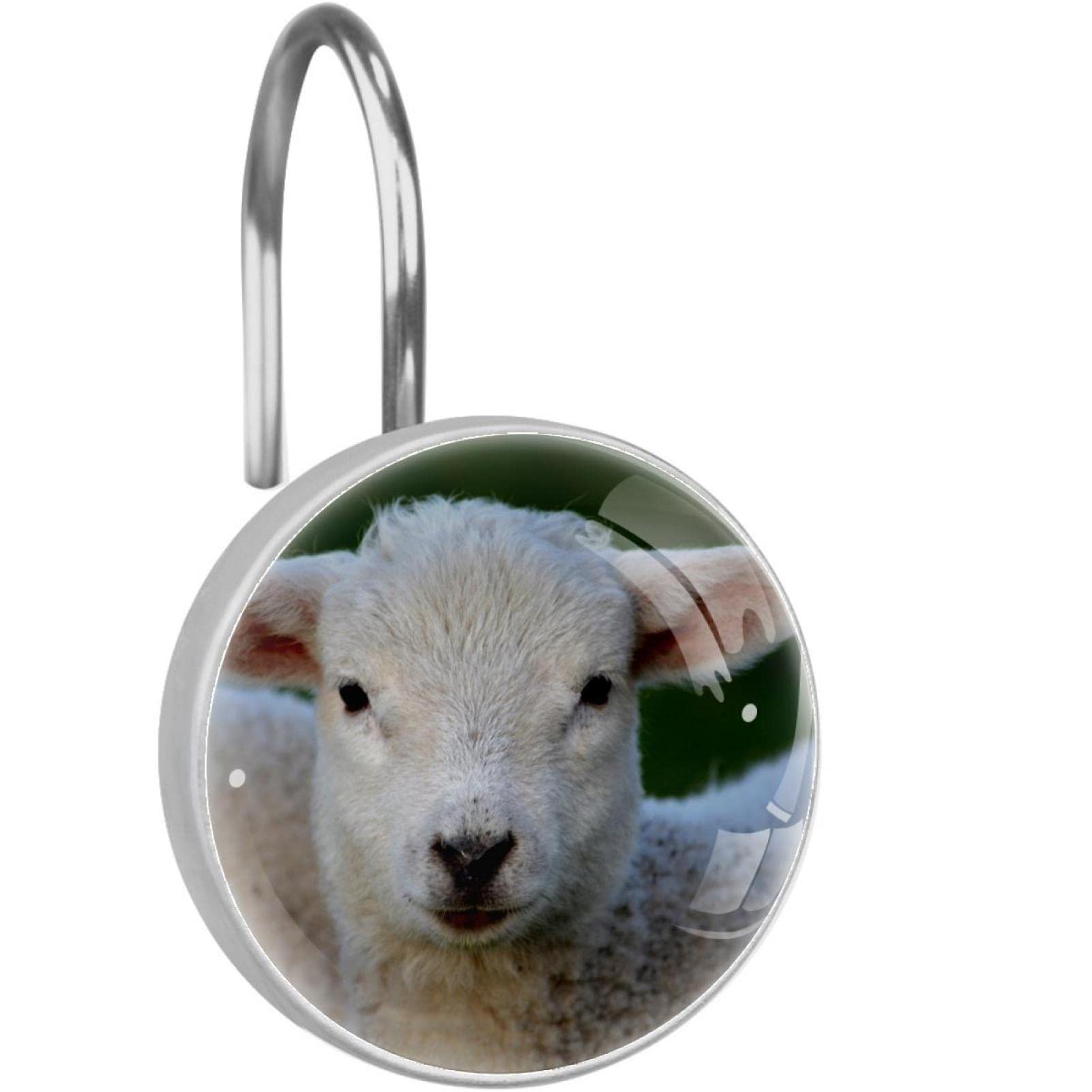 Crochets pour rideau de douche agneau blanc pour une déco de bain style ferme