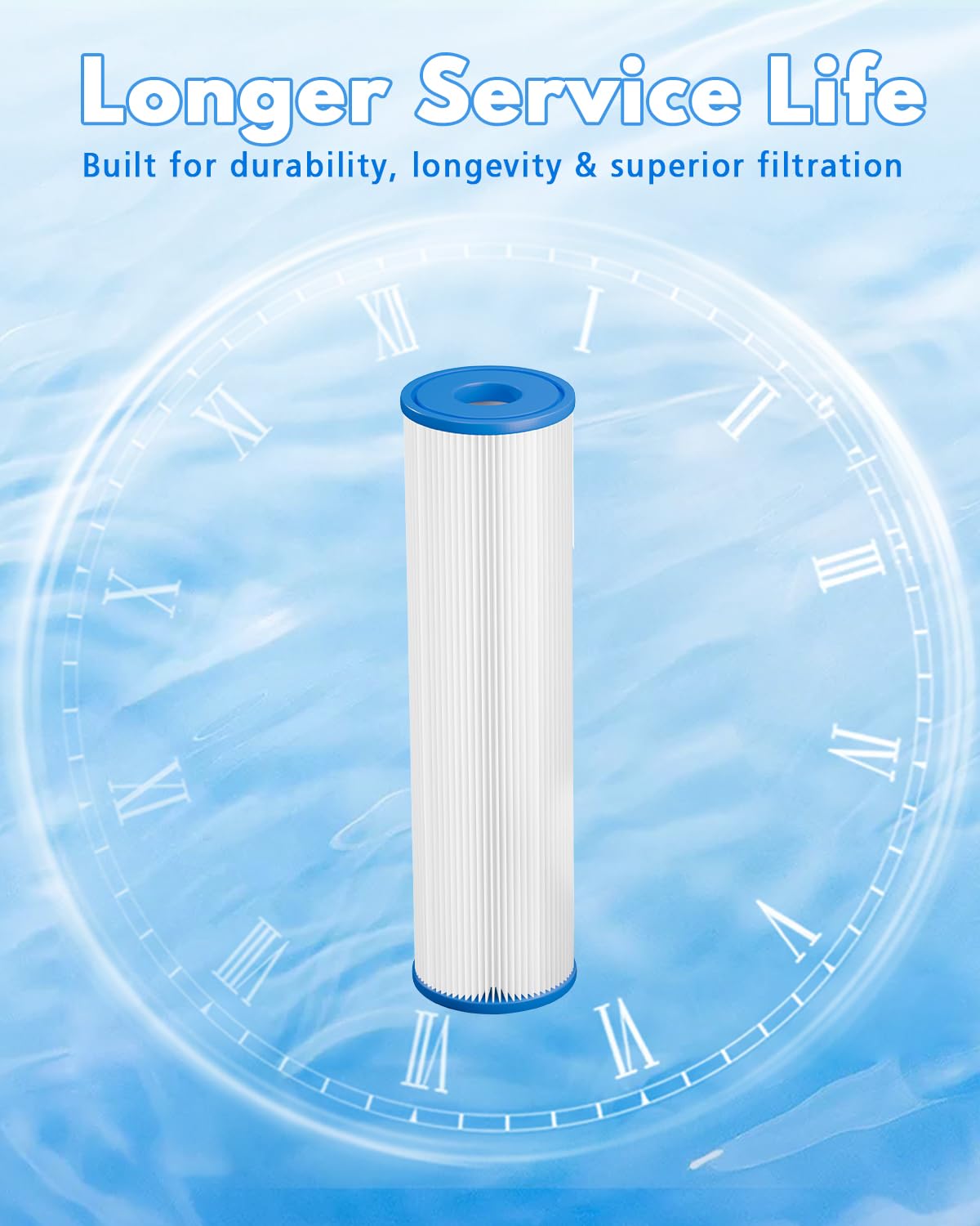 Filtro per vasca da bagno con ghiaccio 25.4cm x 6.35cm conf. 8pz | Filtro frigorifero a tuffo freddo 20 micron sostituzione del filtro di sedimento piegato per bagno idromassaggio