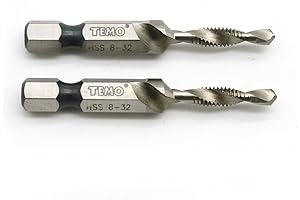 TEMO 2-piece 8-32 Combination Drill and Tap Hex Bit