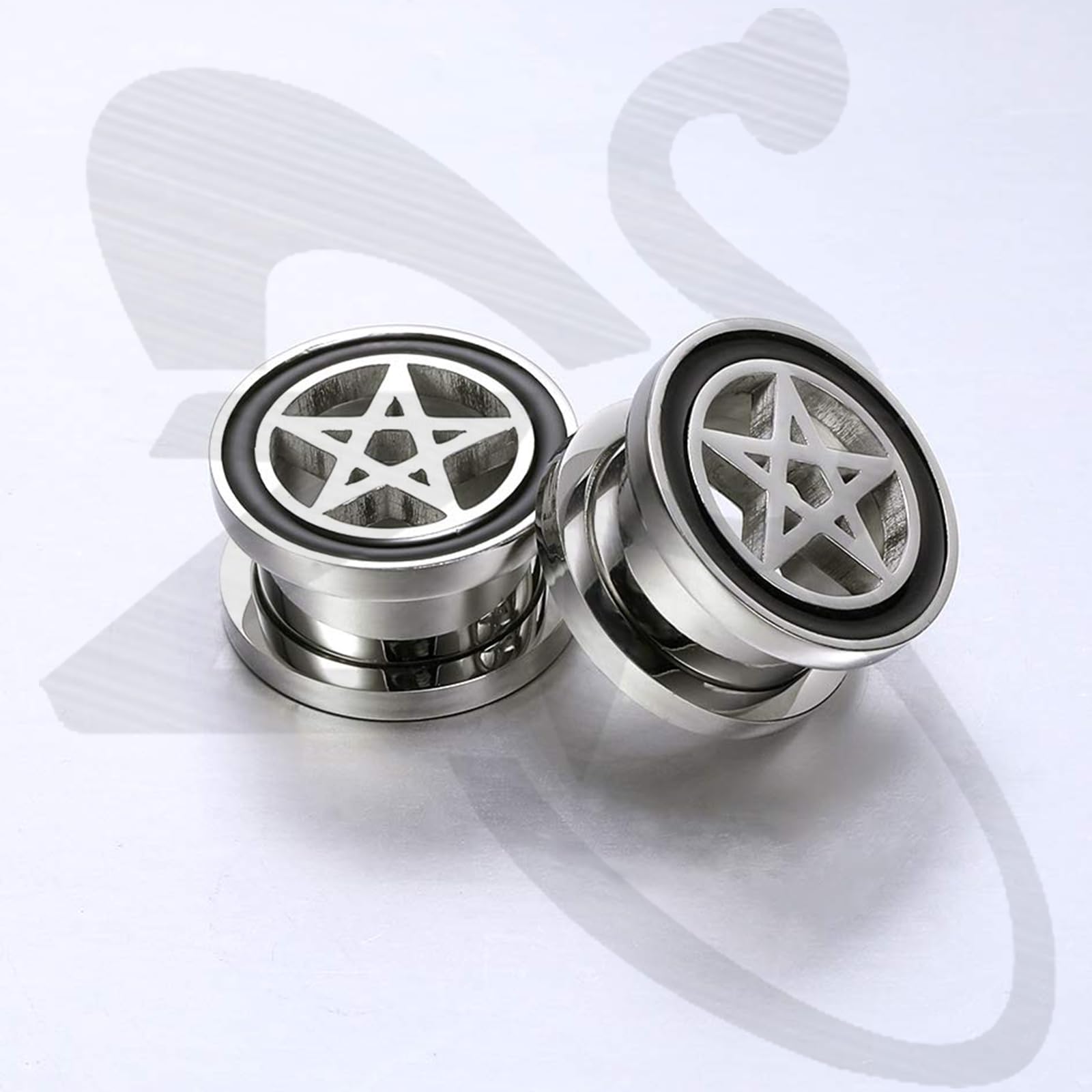 Pentagram Star Ear Plug Tunele Piercing ze stali nierdzewnej 316L do przekłuwania uszu