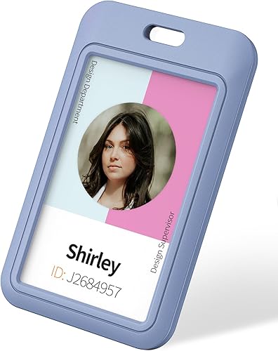 Uniclife Paquete de 3 portatarjetas de identificación deslizantes verticales de plástico duro con ventana transparente, protector de tarjetas azul
