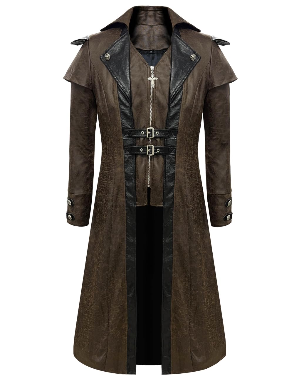 Znzhkrmens Faux Leather Jacket Medieval Gothic Costume Steampunk