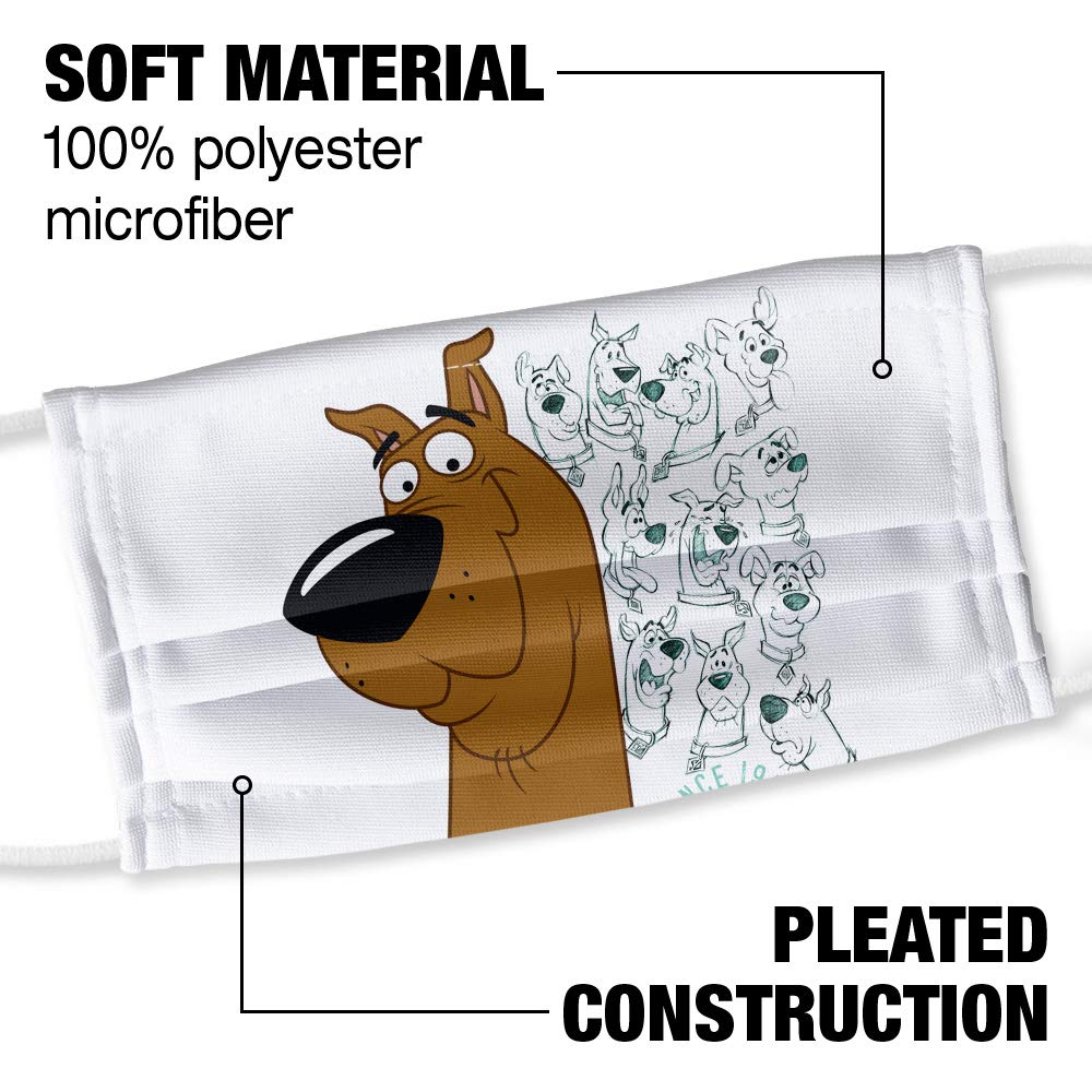 Popfunk Scooby-Doo Evolution of Scooby 1-Ply Reusable Face Mask Covering with Adjustable Nose Wire, Unisex