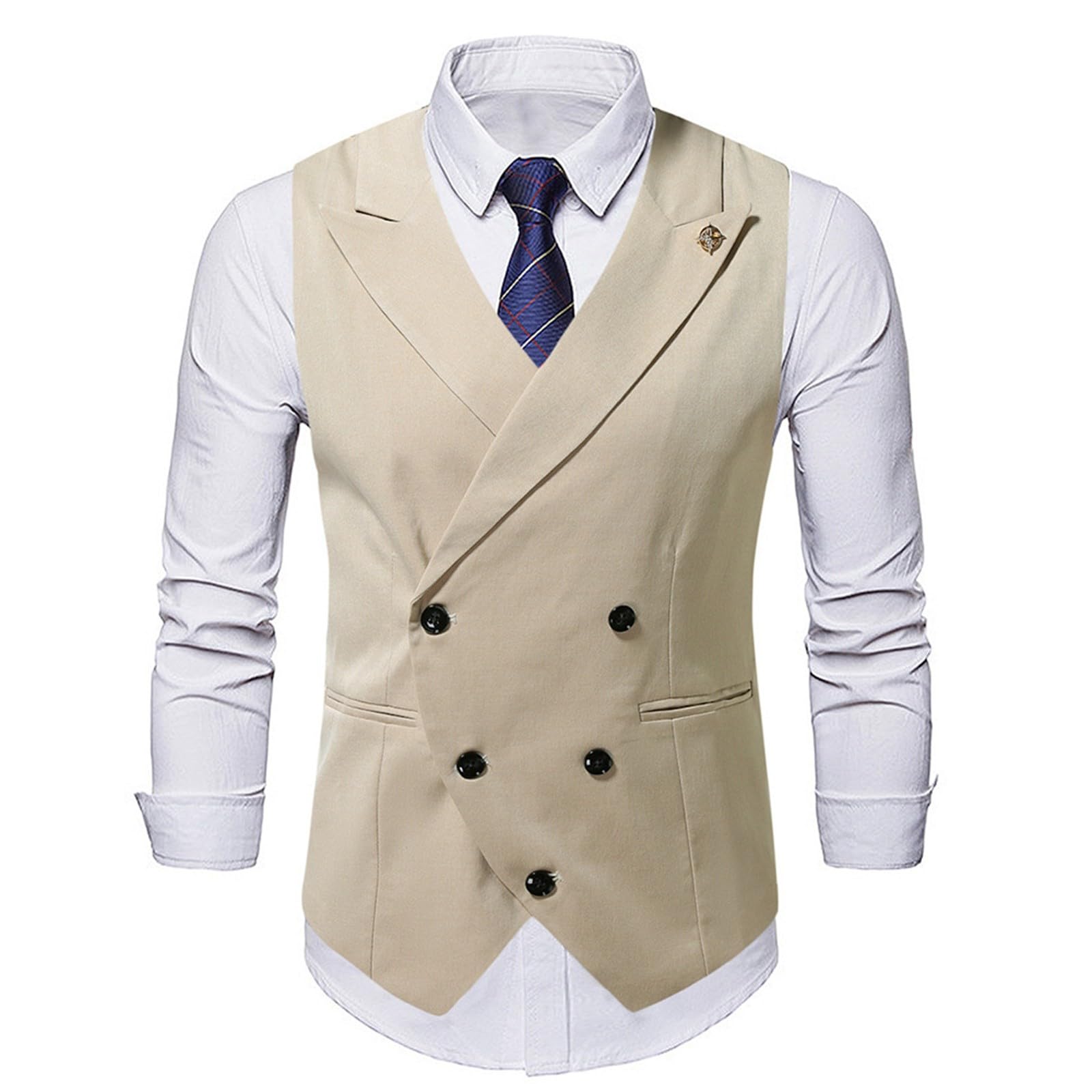 Gilet estivo da uomo, leggero, beige, in pelle, marrone | Gilet trapuntato da esterno con tasche, da corsa, da cowboy, in pelle scamosciata