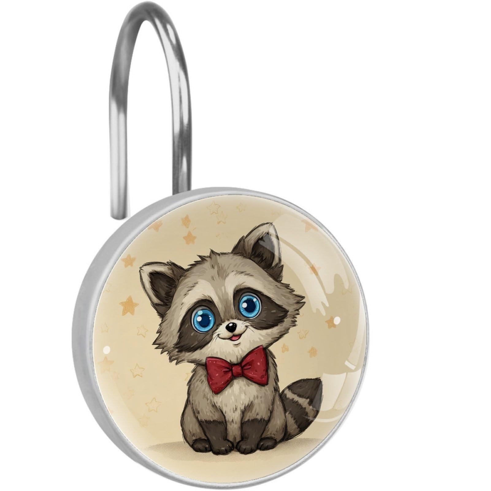 VAPOKF Shower Curtain Hooks, Cute Raccoon Rust Proof Decorative Shower Curtain Rings, Modern Farmhouse Designer Shower Curtain Hangers for Bathroom, 12Pcs