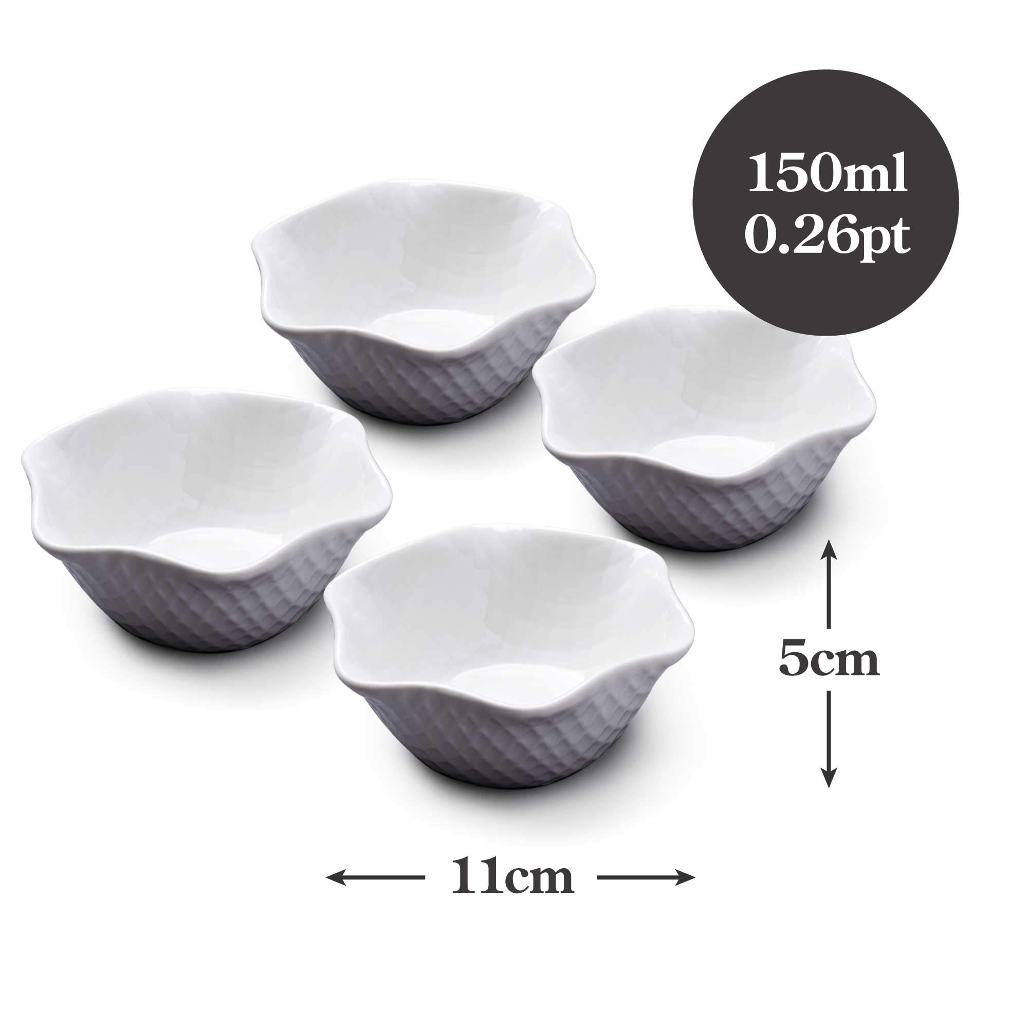 WM Bartleet & Sons 1750 TSET126 - Juego de 4 cuencos individuales de porcelana para helado, sorbete y postre, 12 cm, color blanco