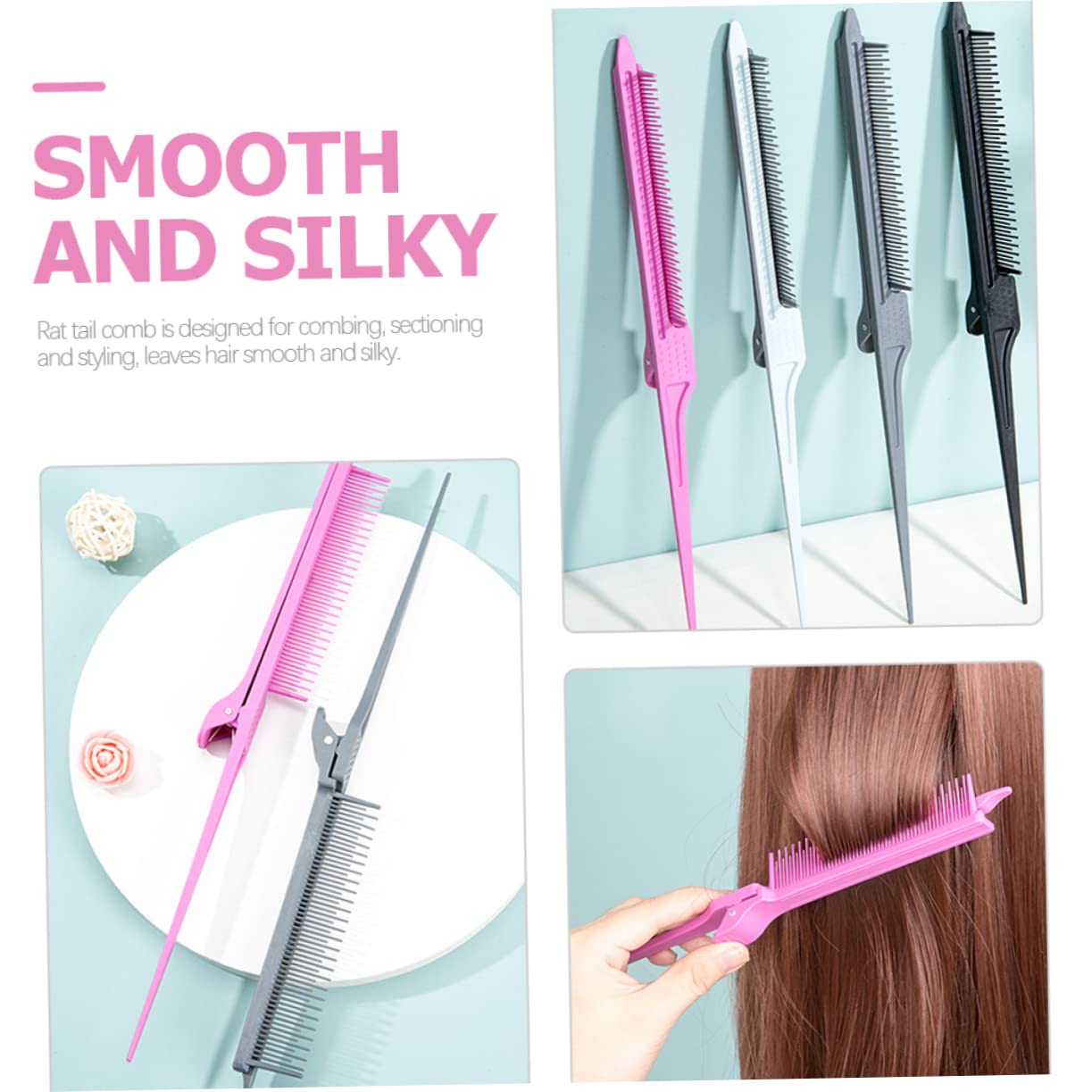 Didiseaon Juego De 3 Peines De Fibra De Carbono Con Forma De De Rata Para Hombre Con Para Peinar El Cabello Para Mujeres Y Adolescentes (3 Unidades)