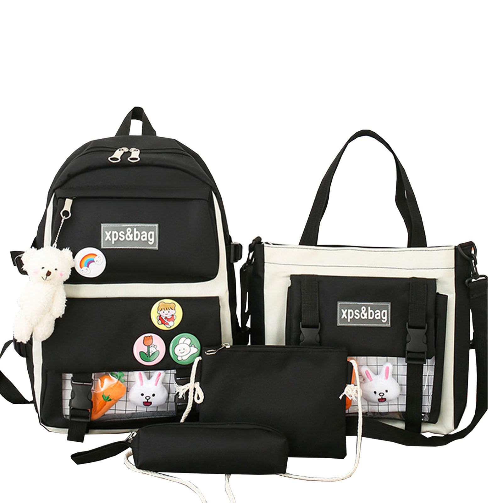 5-Piece Kawaii Backpack Set For School - Cute Aesthetic Backpack With Accessories For Girls