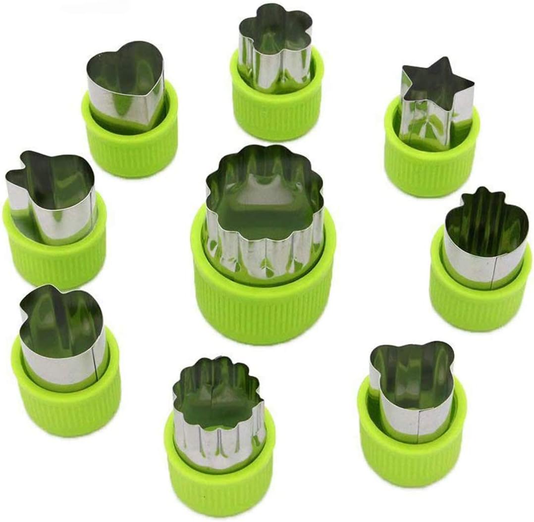 Vegetable Cutter Shapes Set (9 Piece) - Mini Cookie Cutters, Vegetable Shape Cutters for Kids, Bento Lunch Box Accessories