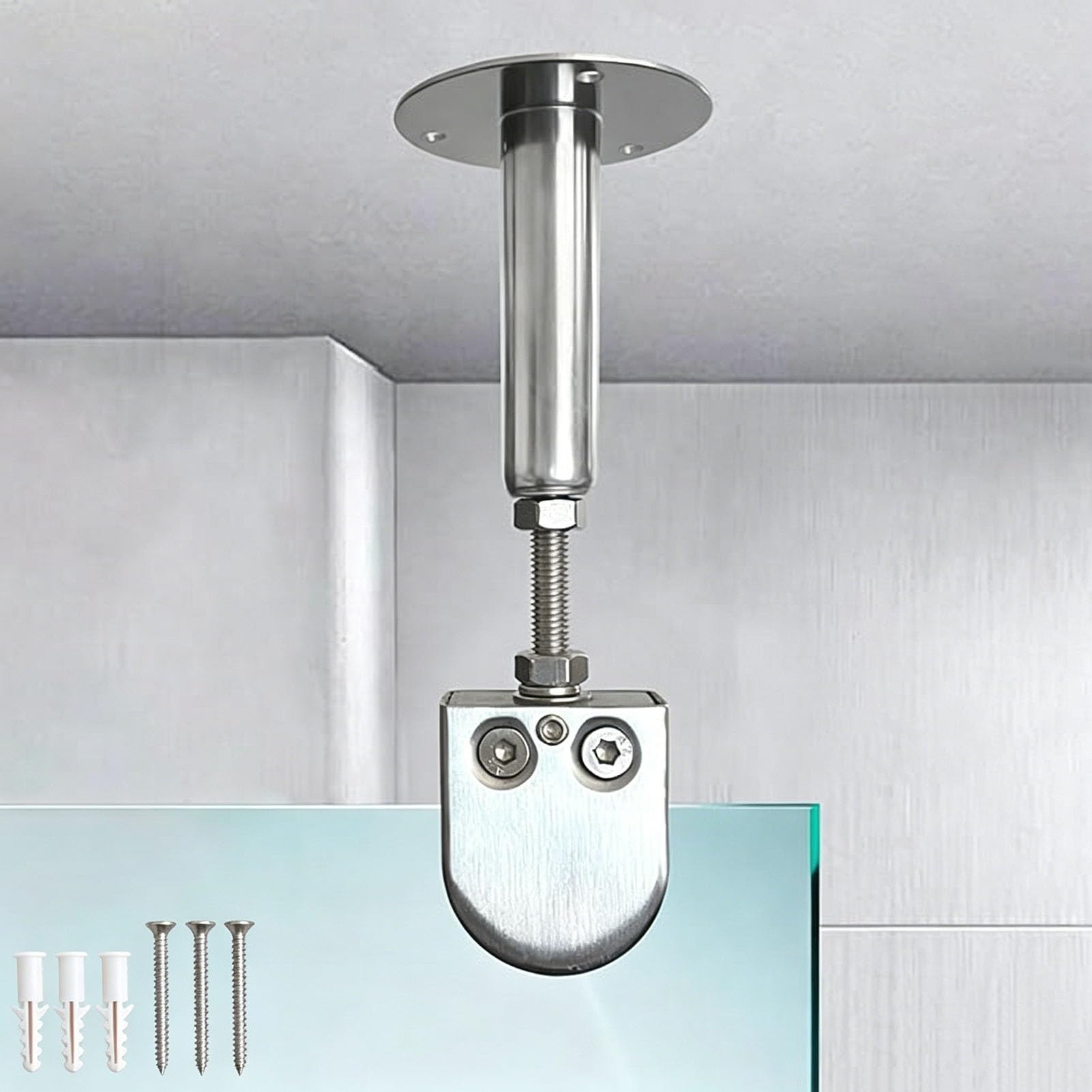 Barra de soporte ajustable para mampara de ducha de techo en acero inoxidable