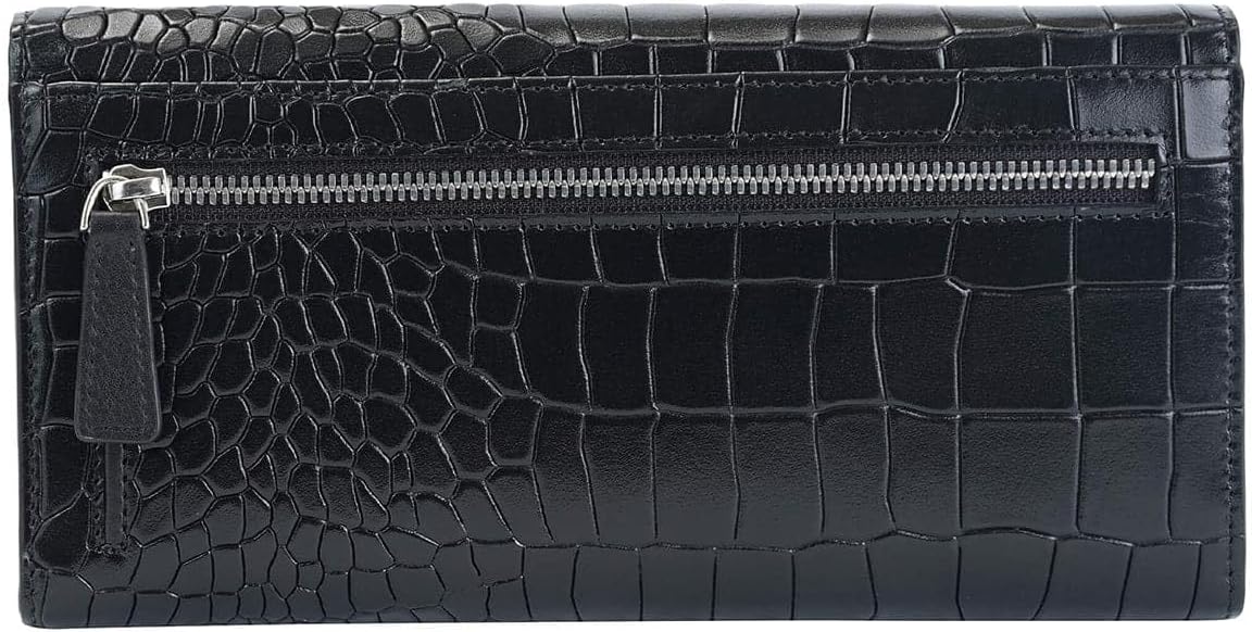 Croco2 Red Women’s Trifold Wallet with Enhanced RFID Security, Red