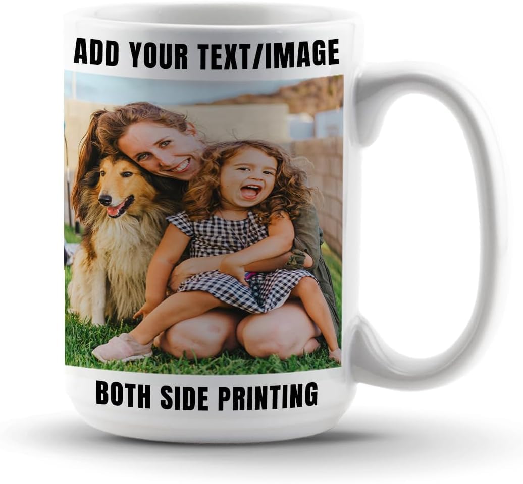 PIVOI Custom Coffee Mug Personalized Coffee Mug with Photo Design Text Logo Customized Mugs Cups Gifts for Birthdays