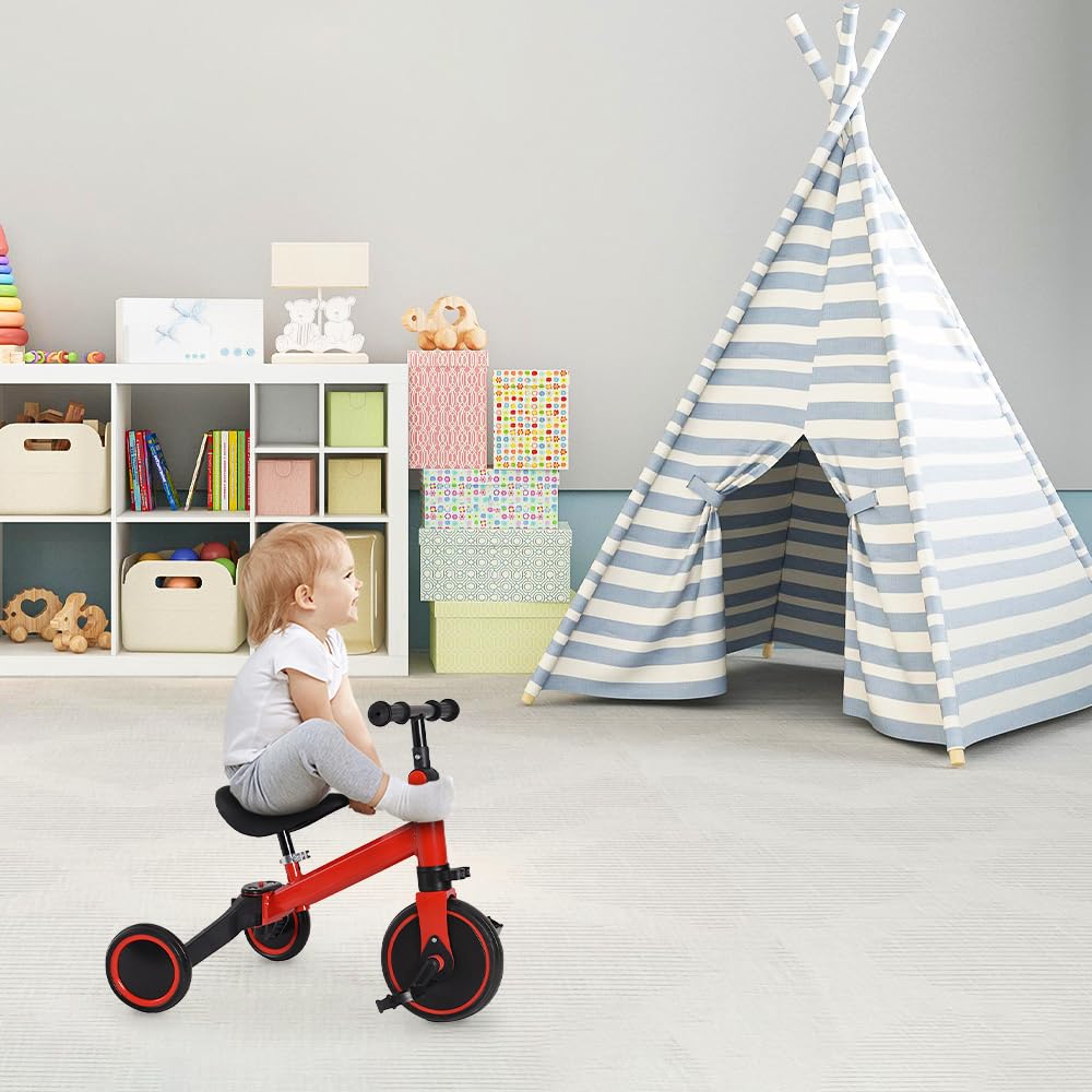 AIYAPLAY Draisienne bicicletta Bambino 4 ruote sella regolabile, manubrio ergonomico lega alluminio PP, bambino 1 a 3 anni - Grigio Marrone verde | Italy