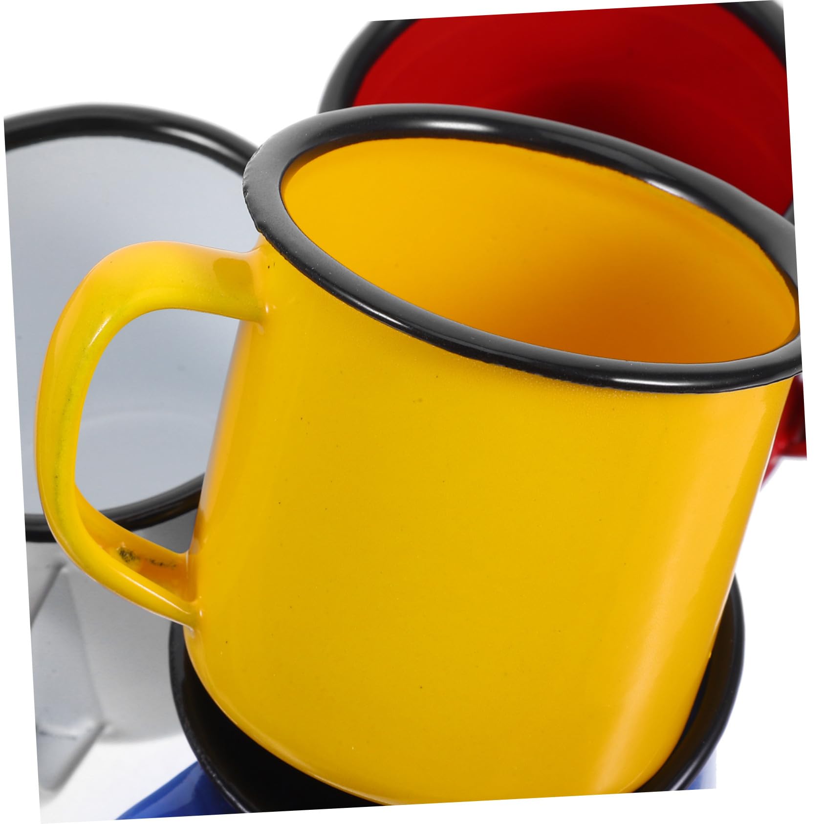 4 Stück Teiliges Retro Emaille Trinkbecher Robuster Camping Kaffeebecher mit Rutschfestem Griff Farbiges Vintage Design Vielseitig für Zuhause Büro Restaurant und Outdoor Geeignet