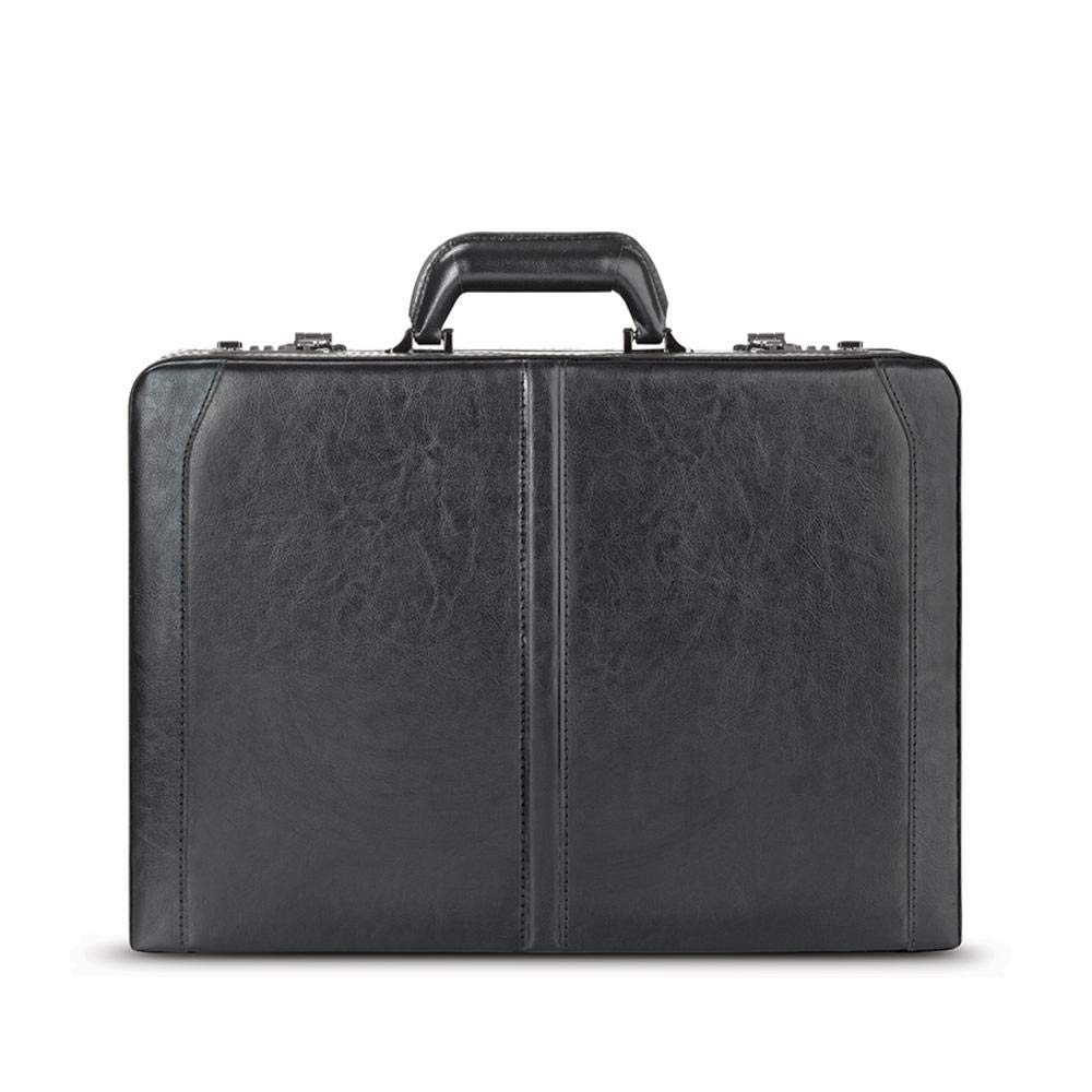 Solo New YorkSolo Broadway Premium Leather 16 Inch Laptop Attaché, Hard-sided with Combination Locks, Black