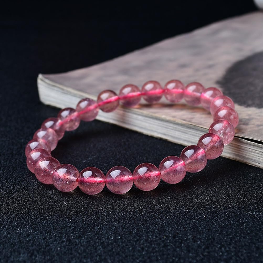 Pulsera Feng Shui Pulsera de Cristal de Cuarzo Fresa Pulsera de dragón Chino Pulsera de Piedras Preciosas Naturales para Mujer Pulsera de Chakra de Cristal Reiki Pulsera talismán,6mm