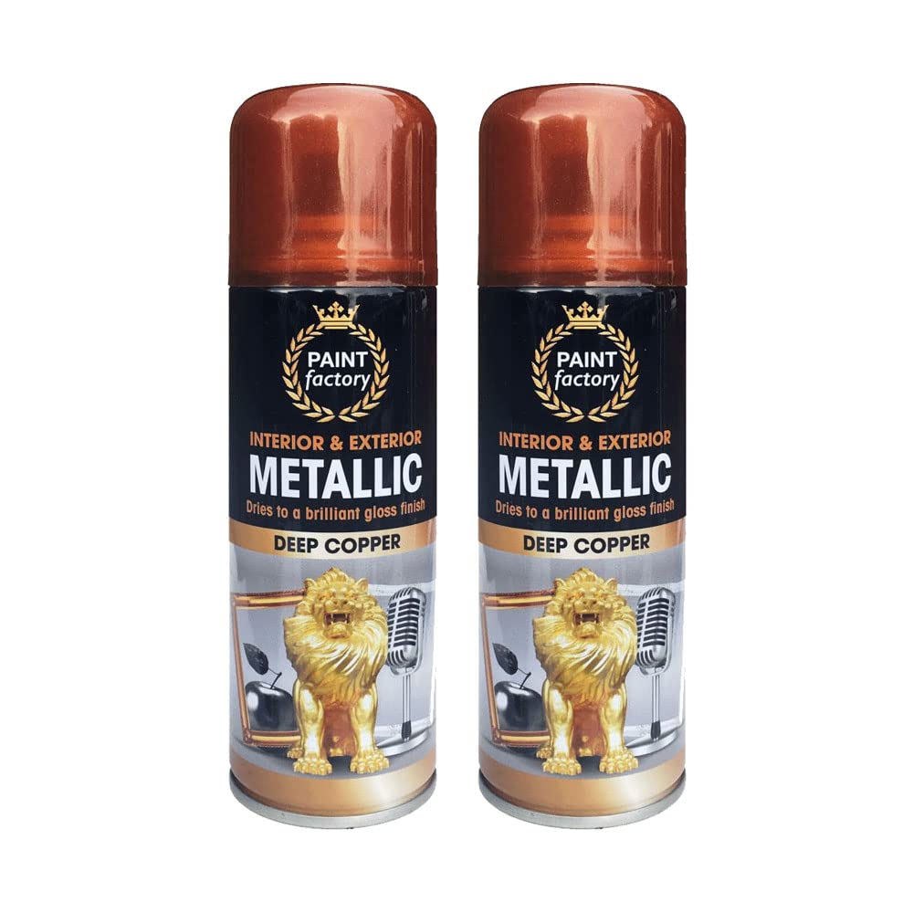 Classic Signature - 2 x Metallic Deep Copper Spray Paint 200ml - Multi-Purpose Use, Spray for Metal and Wooden Furniture, Ornaments, Decorative Items and Much More for Interior & Exterior