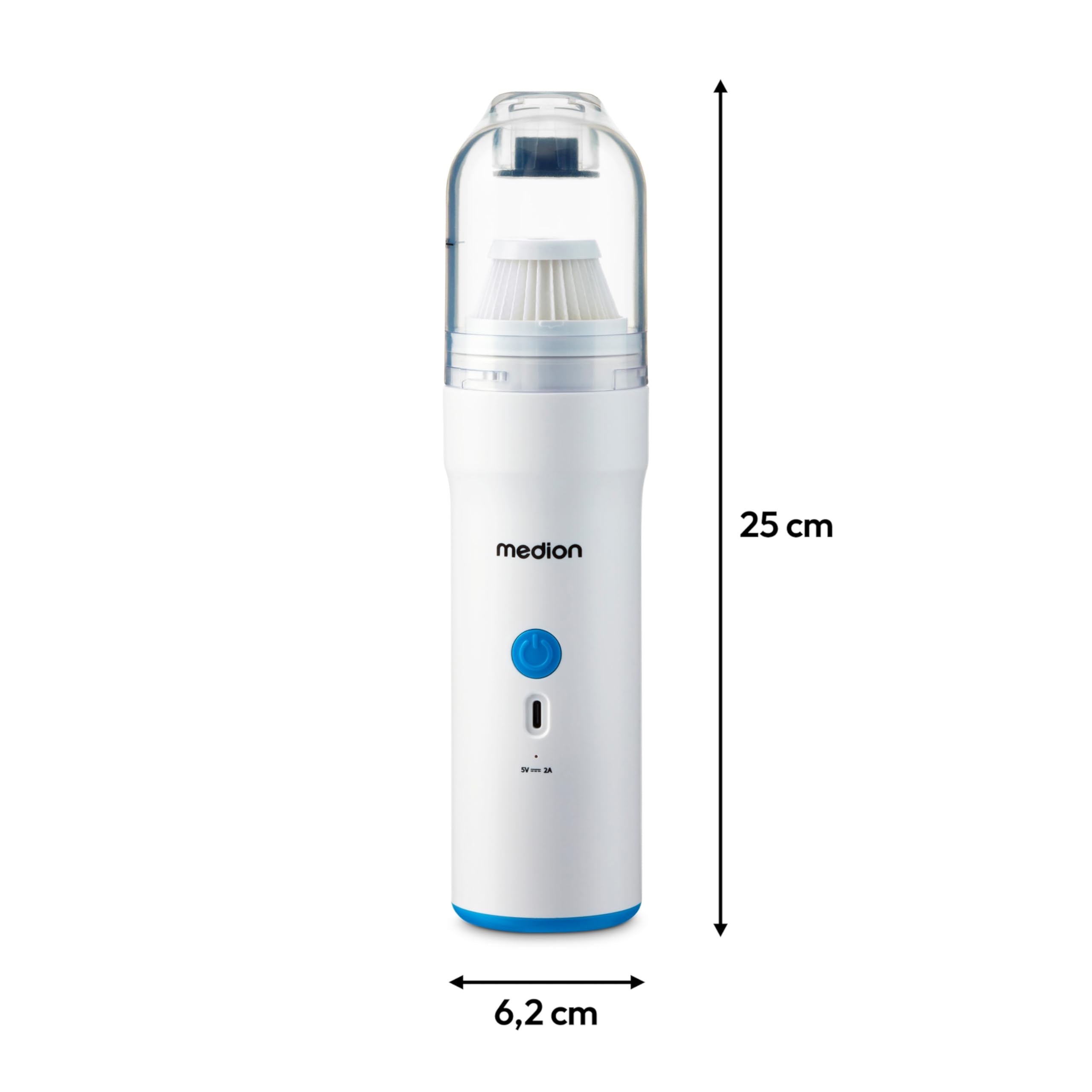 MEDION Handstaubsauger (Akku, kabellos, 3in1 Staubsauger, Luftpumpen und Gebläsefunktion, Starke 5 kPA Saugleistung, Staubbehälter, USB-C, MD19877)