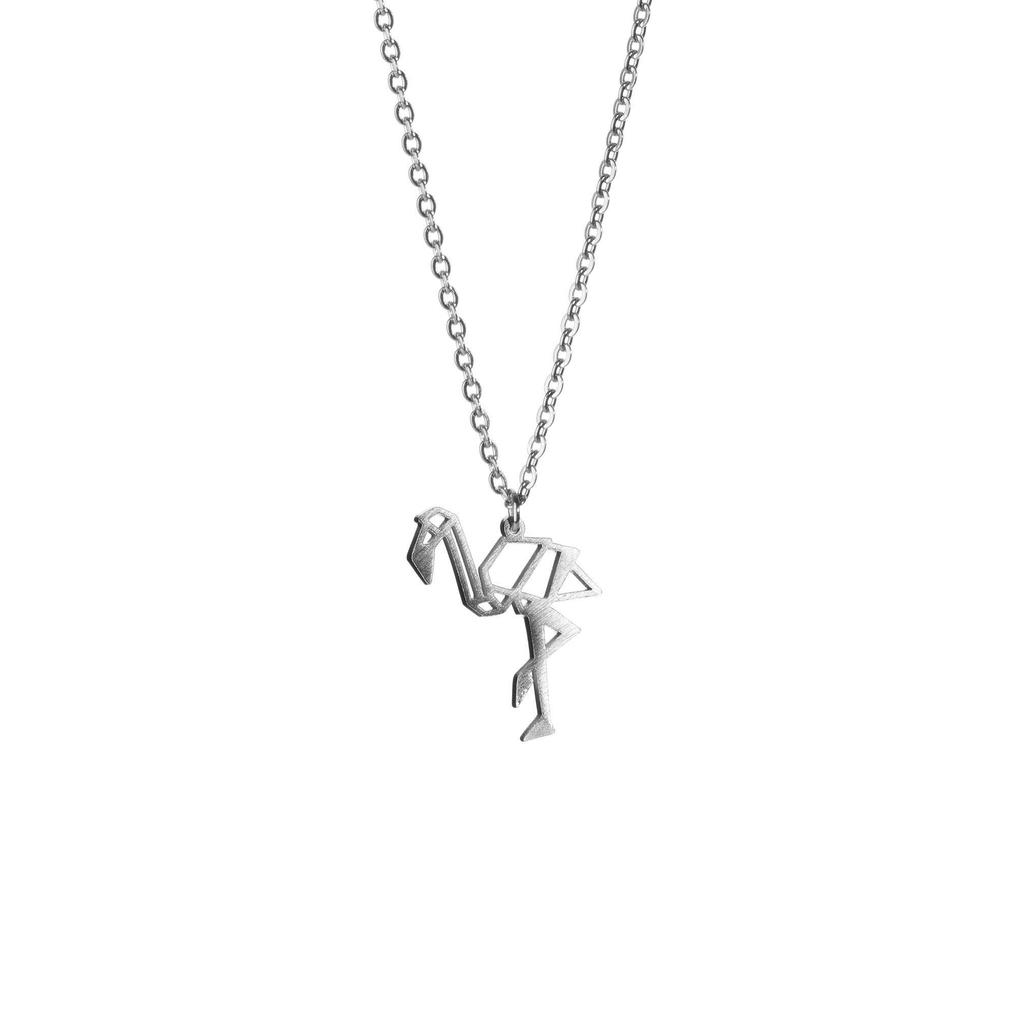 La Menagerie Origami Horse Geometric Necklace - 925 Sterling Silver Plated, Adjustable Chain For Women