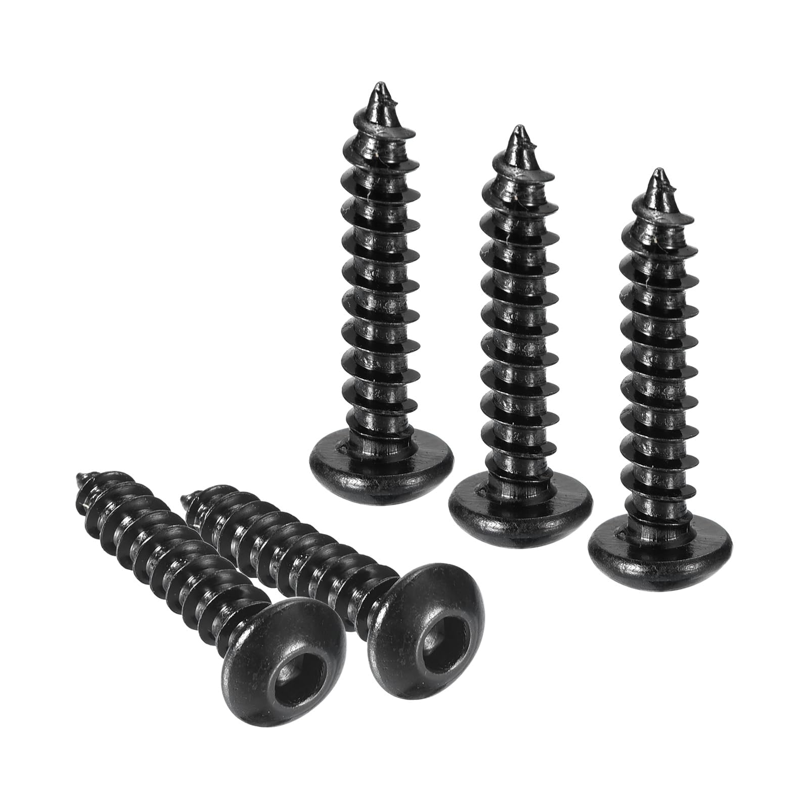 TA-VIGOR M4 Hex Socket Self Tapping Screws 20mm, Black Carbon Steel Pan Head Wood Screws for DIY, Furniture Assembly, Building Materials and Industrial Use