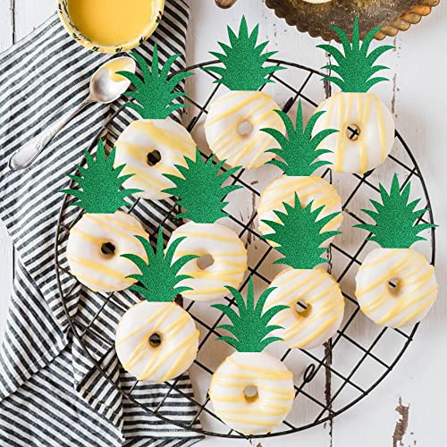 36 Pcs Pineapple Cupcake Toppers Green Glitter Donut Pineapple Leaf Cupcake Picks Hawaiian Luau Cake Decorations For Pineapple Theme Tropical Aloha Baby Shower Kids Birthday Party Cake Decorations #TOP4