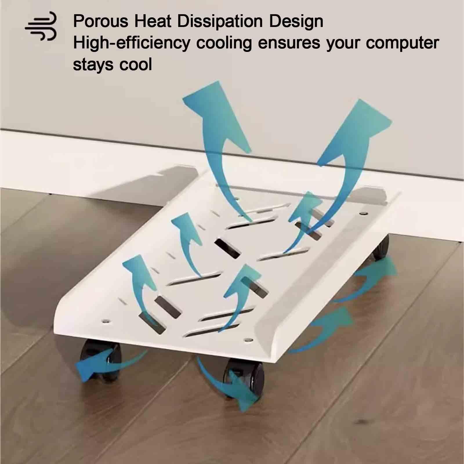 Metal Soporte para CPU Debajo del Escritorio Móvil Soporte para Pc Rotación De 360° Escritorio Carro para Pc para Suelo Disipación De Calor Esports(50 * 26cm,Black - Telescopic)