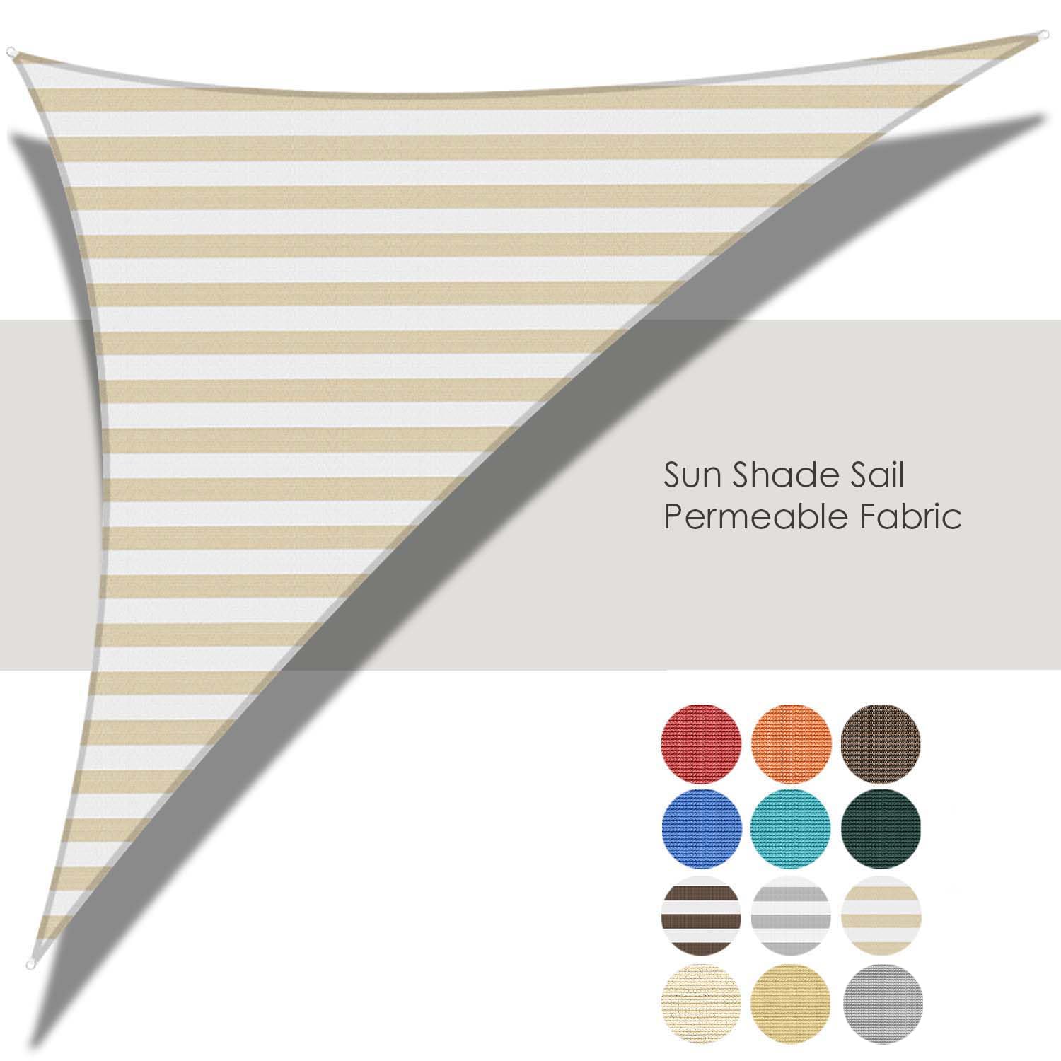 ECOOPTS 22'x25'x33' HDPE Sun Shade Sail Right Triangle Canopy Shades for Outdoor Patio Pergola Cover Blockage 95% UV Resistant(Beige White)