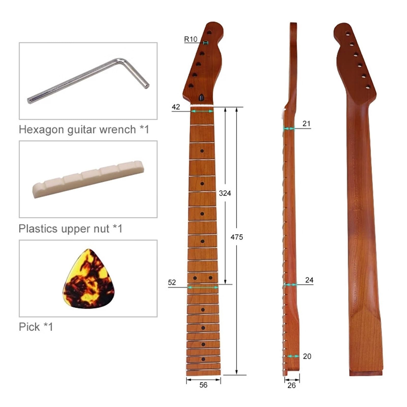 Gryf gitary elektrycznej 6 strunowej z 22 progami Akcesoria do instrumentów muzycznych Akcesoria do gitary DIY
