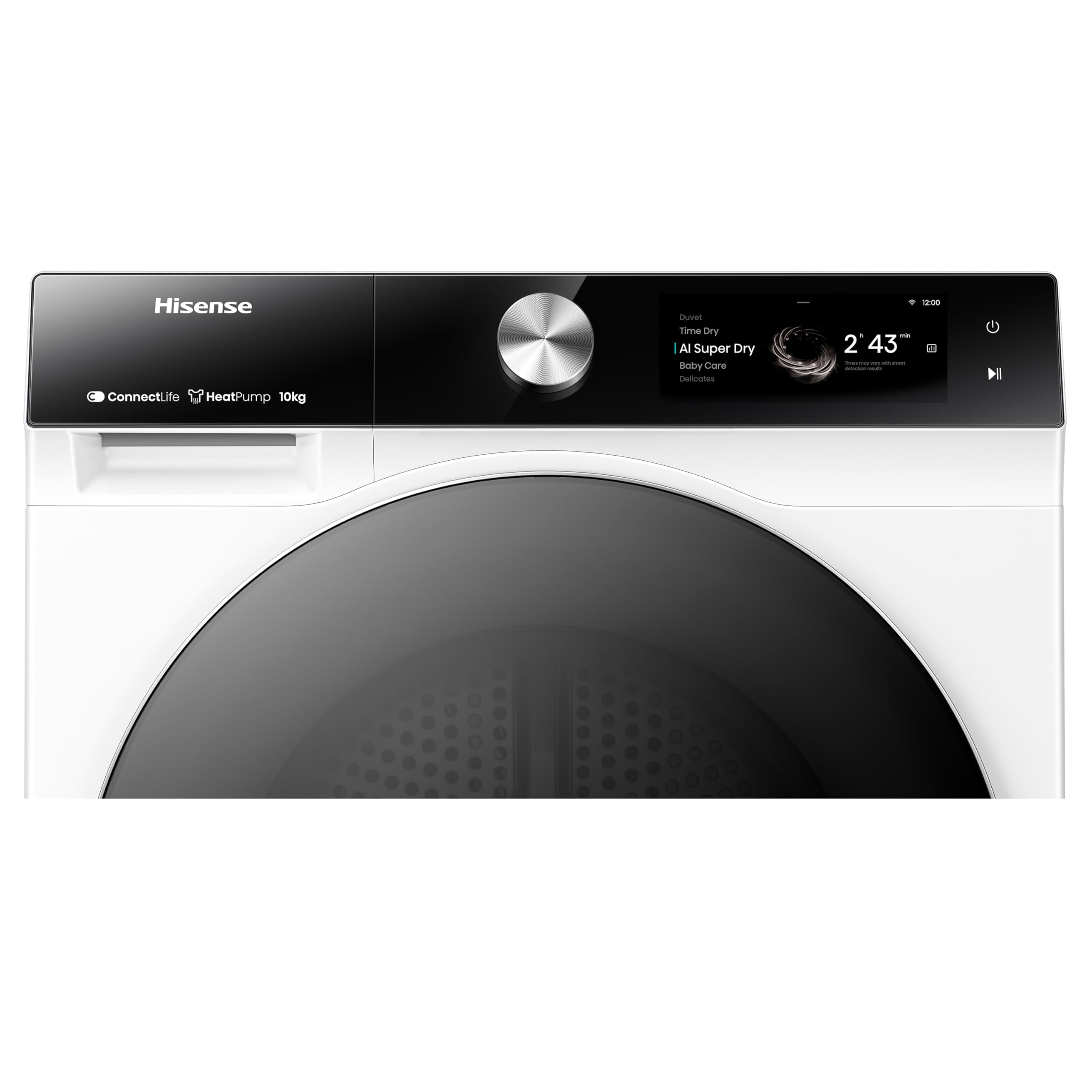 Hisense DH7S107BW - Secadora, Clase A+++, 10 kg, Pantalla Táctil, Conectividad WiFi, Monitor de Consumo, Función Ion Refresh, Auto-Dry IA, Secado Rápido, Blanco